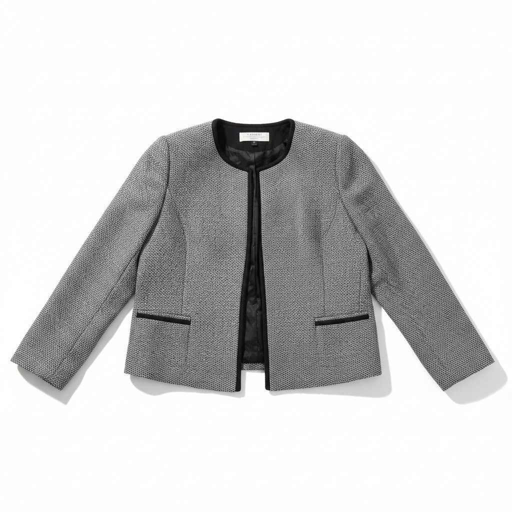 Elie Tahari Tahari Green & Black Collarless Classic Elegant 10P Blazer Size L / US 10 / IT 46 - 1 Thumbnail