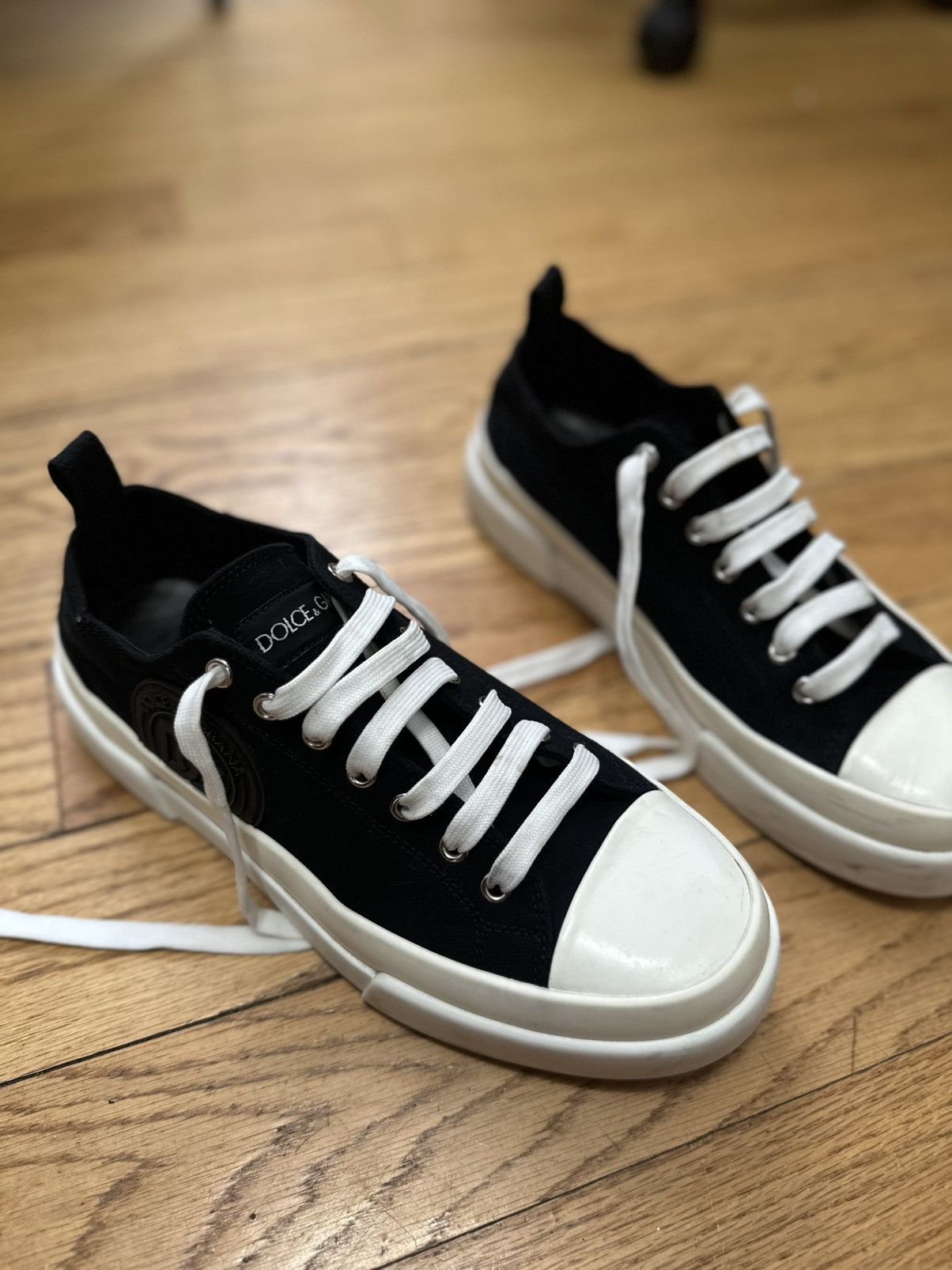 Dolce & Gabbana Dolce & Gabbana - Portofino Canvas Logo Appliquéd B&W Size US 9.5 / EU 42-43 - 2 Thumbnail