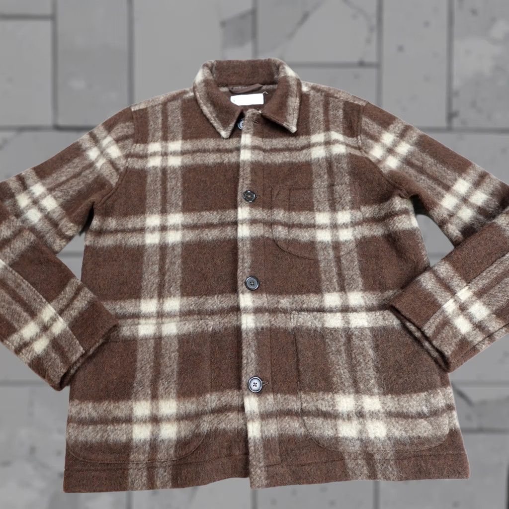 Club Monaco Universal Works Jacket Mens Medium Brown Plaid Wool Blend Field Chore Portugal Size US S / EU 44-46 / 1 - 1 Thumbnail