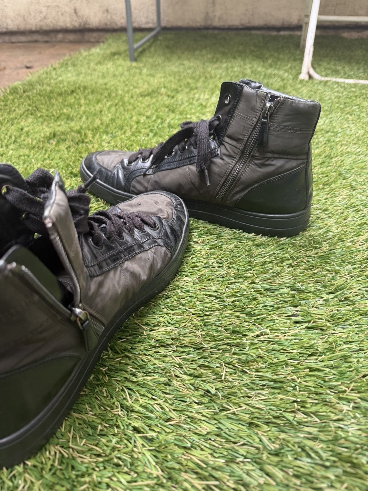 Prada Prada Black Nylon High-Top Zip Sneakers Size US 10.5 / EU 43-44 - 4 Thumbnail