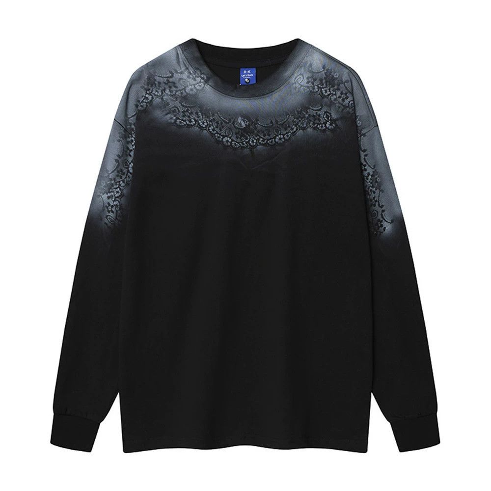 Vintage Men's loose casual long-sleeved T-shirt with inkjet print Size US M / EU 48-50 / 2 - 1 Thumbnail