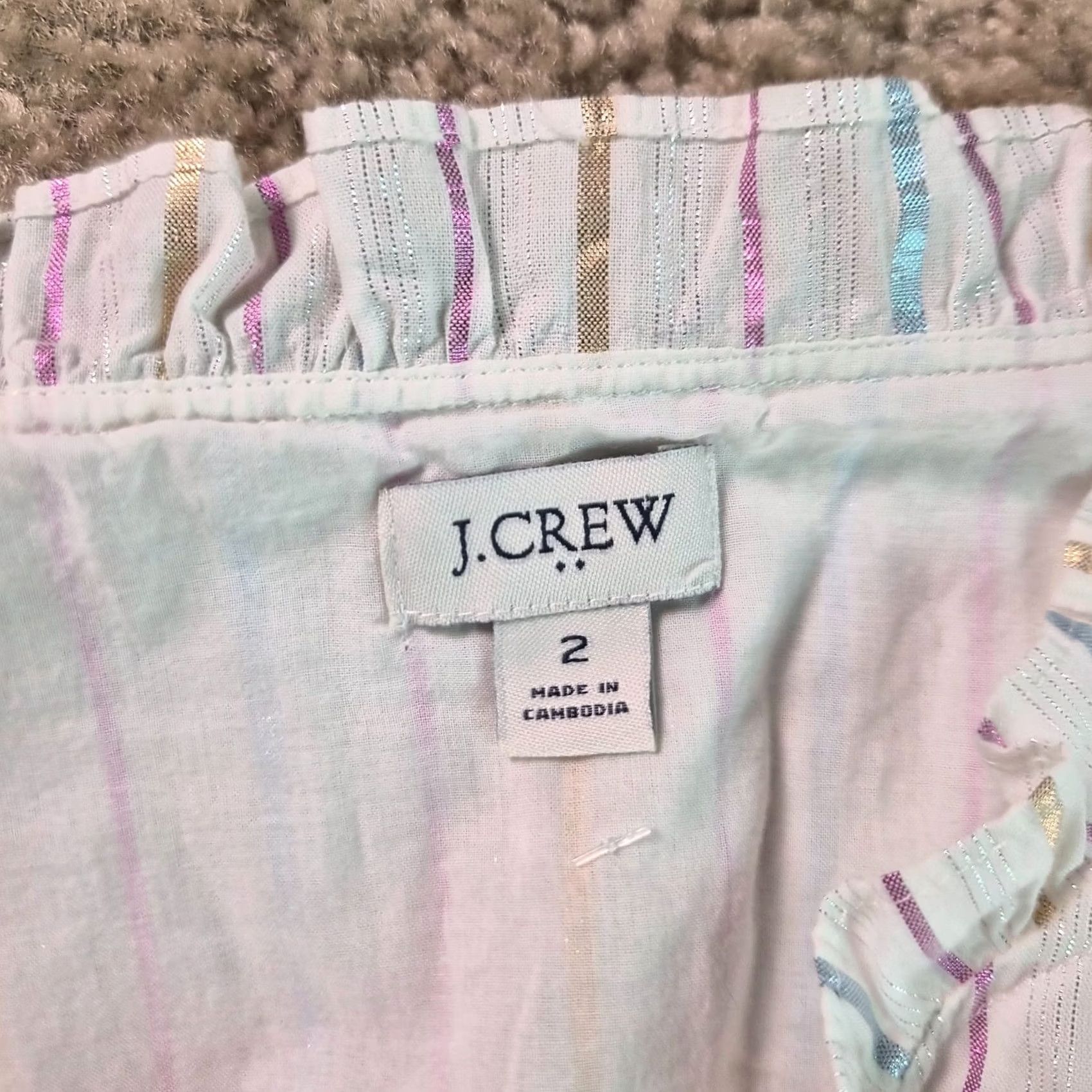 J.Crew J.CREW Womrns Dress Midi White Metallic Striped Size 2 Tie-front Sundress Casual Classic Preppy Summer Spring Size XS / US 0-2 / IT 36-38 - 7 Thumbnail