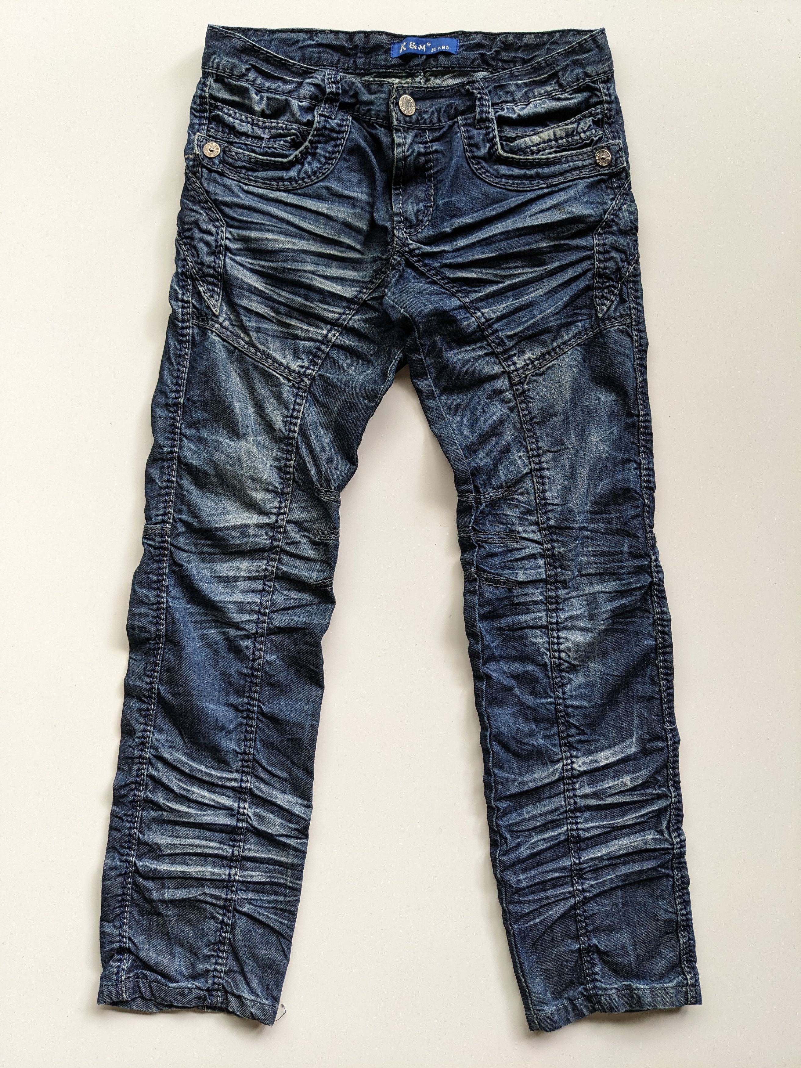 Japanese Brand Kosmolupo wrinkle clawmark indigo jeans Size US 34 / EU 50 - 2 Thumbnail