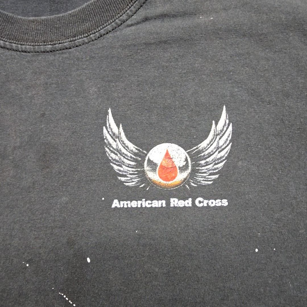 Jerzees Vintage American Red Cross Motor Black Paint Splatter XL Tee Size US XL / EU 56 / 4 - 10 Thumbnail