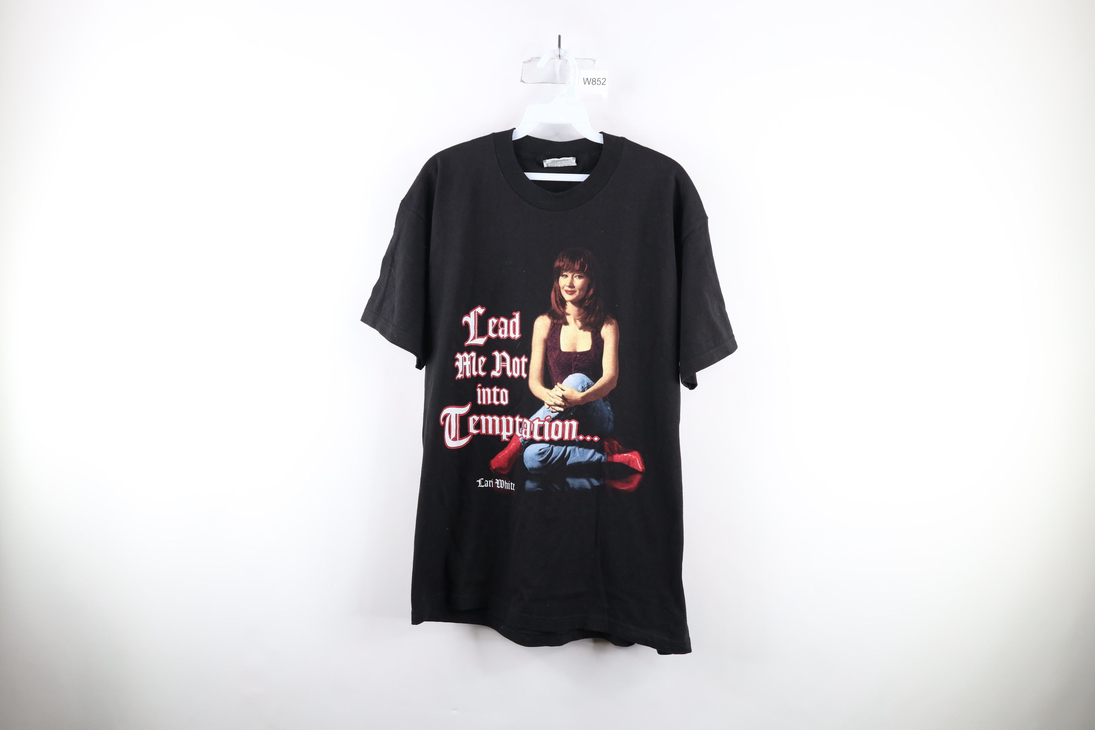 Vintage Vintage 90s Not Into Temptation Lari White Band T-Shirt USA Size US L / EU 52-54 / 3 - 1 Thumbnail