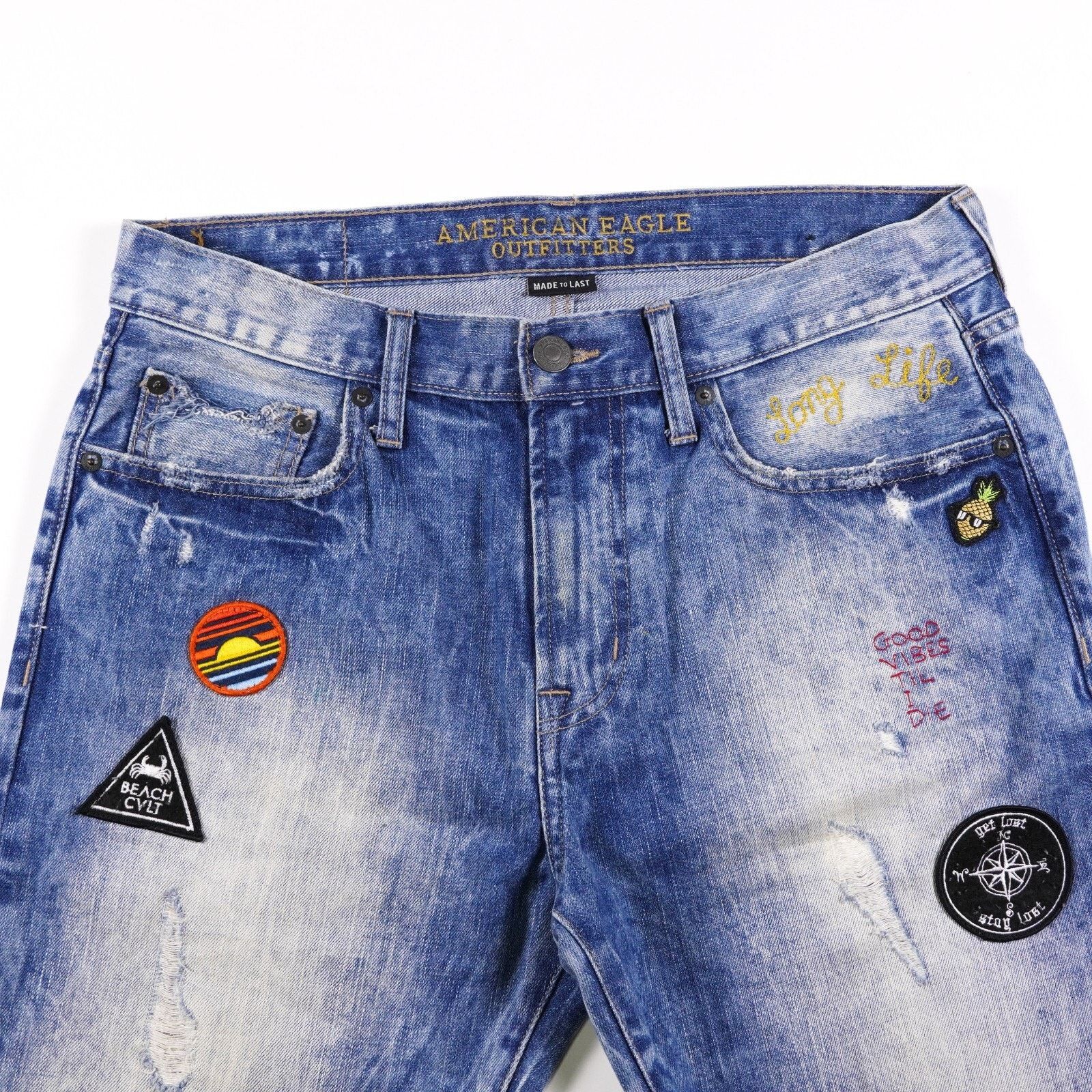American Eagle Outfitters American Eagle Distressed Denim Jeans Straight Leg Shorts 32 Size US 32 / EU 48 - 5 Thumbnail