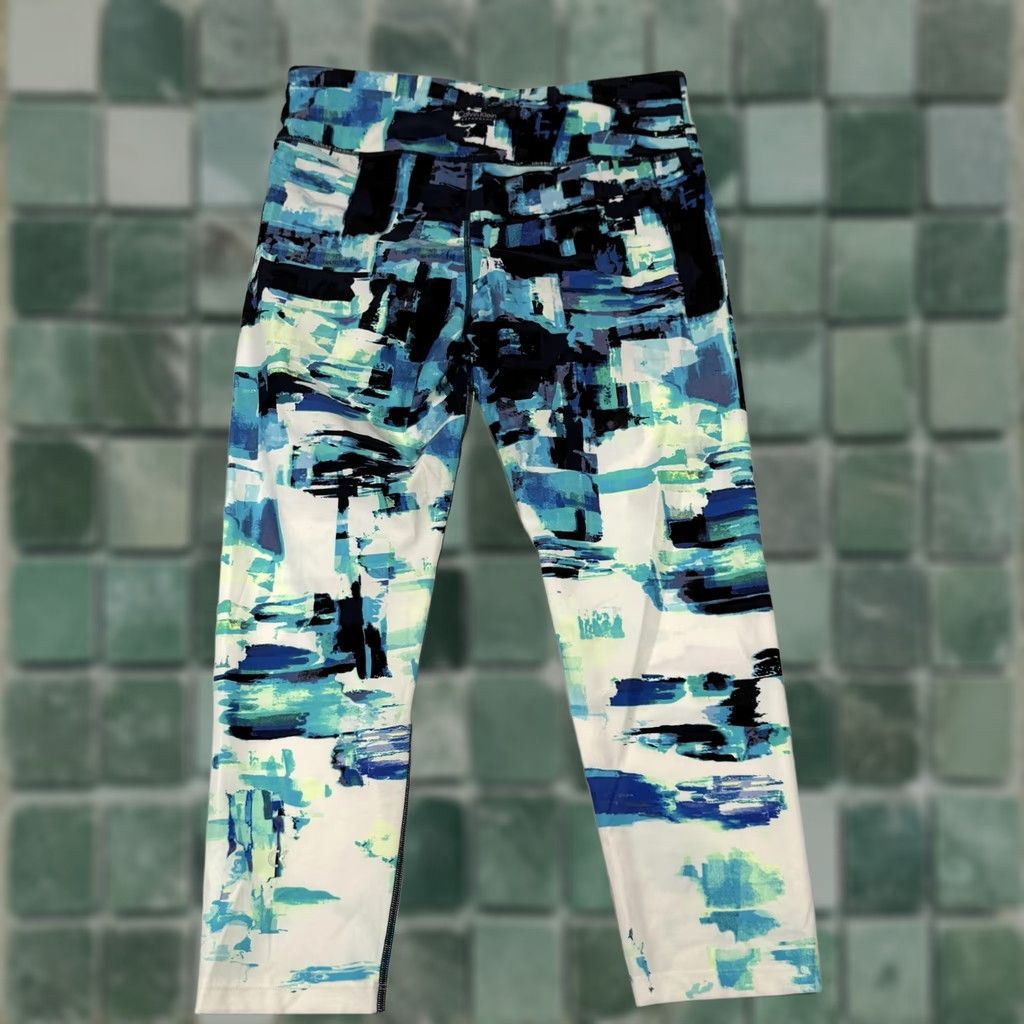Calvin Klein Calvin Klein Performance Leggings XL Cropped Blue Abstract Print Ankle Activewear Womens Size 40" / US 18 - 1 Thumbnail