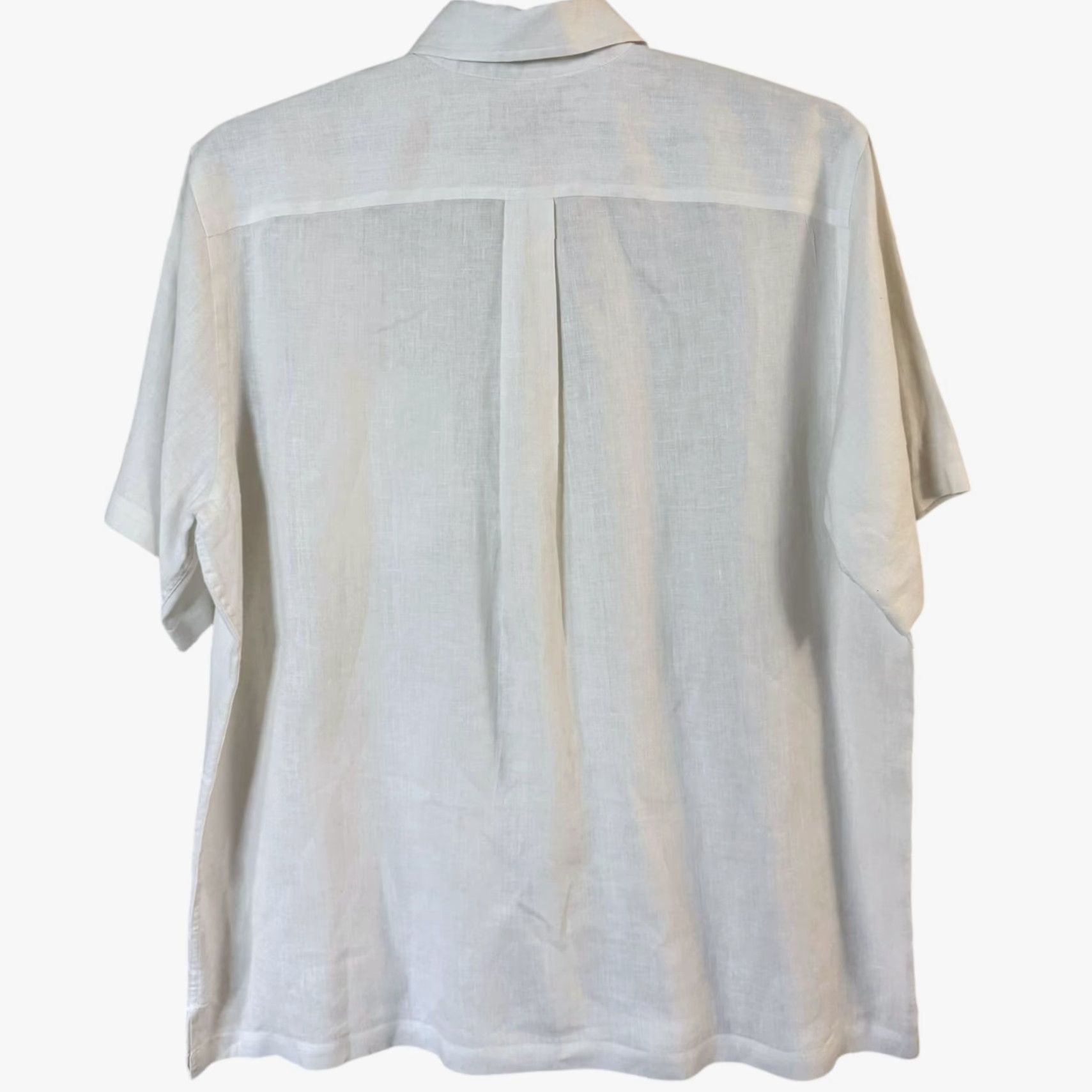 Lands' End VINTAGE Lands' End Linen Shirt White Men L Large 90s Coastal Resort Preppy Classic Pocket Short Sleeve Button-Up Size US L / EU 52-54 / 3 - 4 Thumbnail