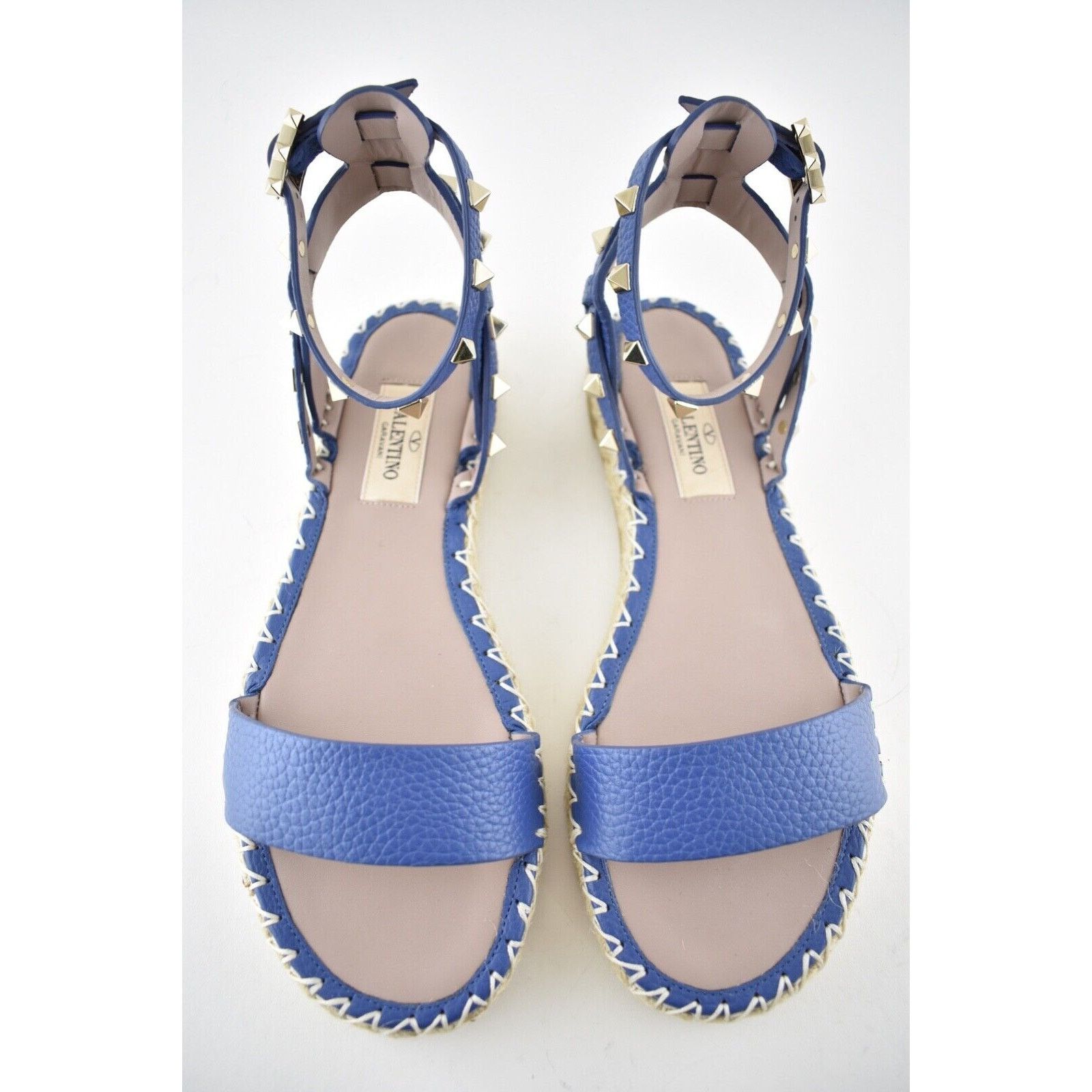 Valentino Valentino Rockstud T 20 Blue Leather Stud Ankle Strap Size US 11 / IT 41 - 6 Thumbnail