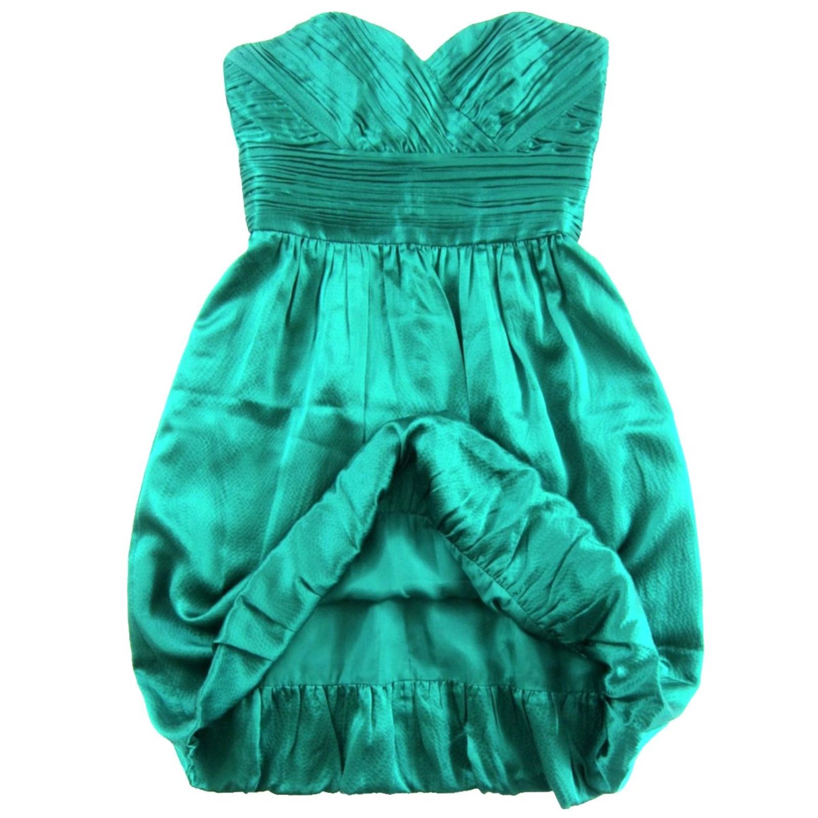 Vintage Shoshanna Emerald Green 100% Silk Strapless Ruched Sheath Dress Woman Size 4 Size S / US 4 / IT 40 - 5 Thumbnail