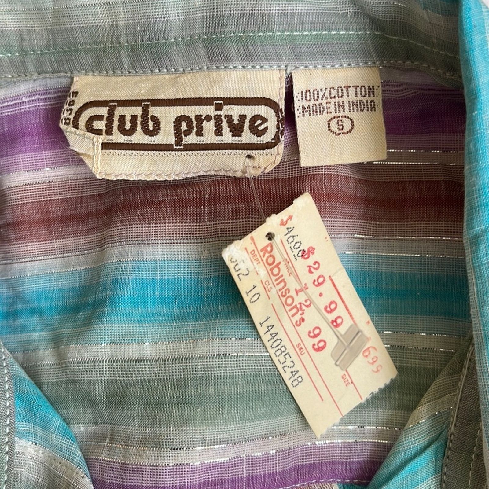 Vintage VINTAGE 1980’s Dead Stock Club Privé Striped Blouse Size S Size S / US 4 / IT 40 - 2 Thumbnail