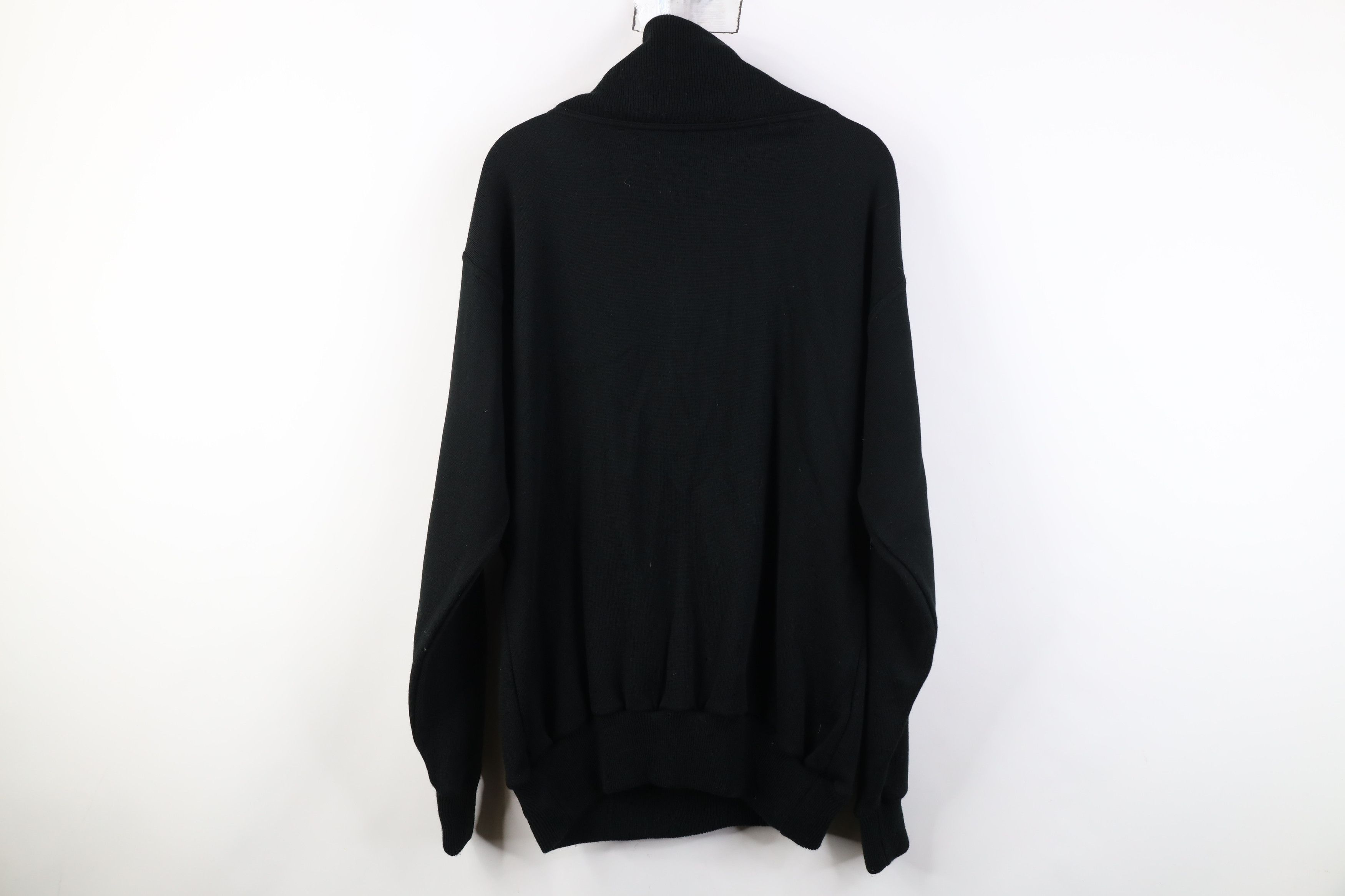 Vintage Vintage 70s Streetwear Blank Knit Shawl Henley Sweater Black Size US M / EU 48-50 / 2 - 9 Thumbnail