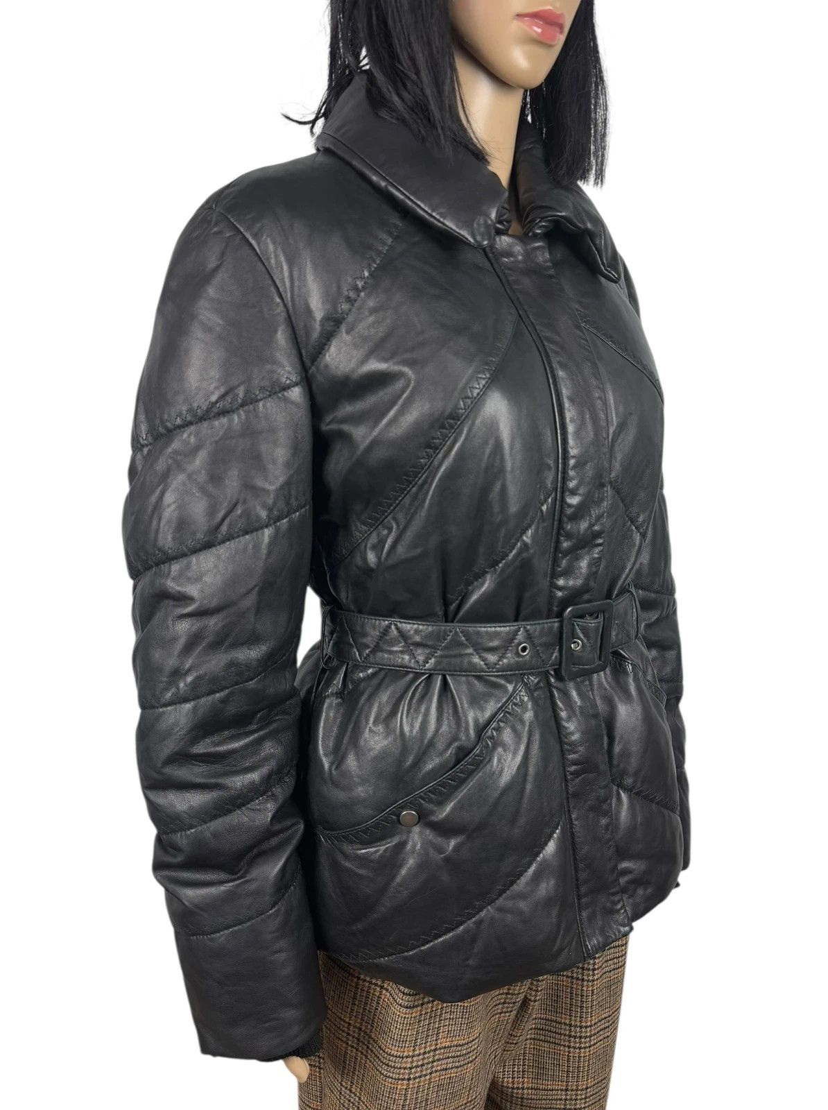 Orwell Genuine Leather Down Puffer Jacket Belted size M