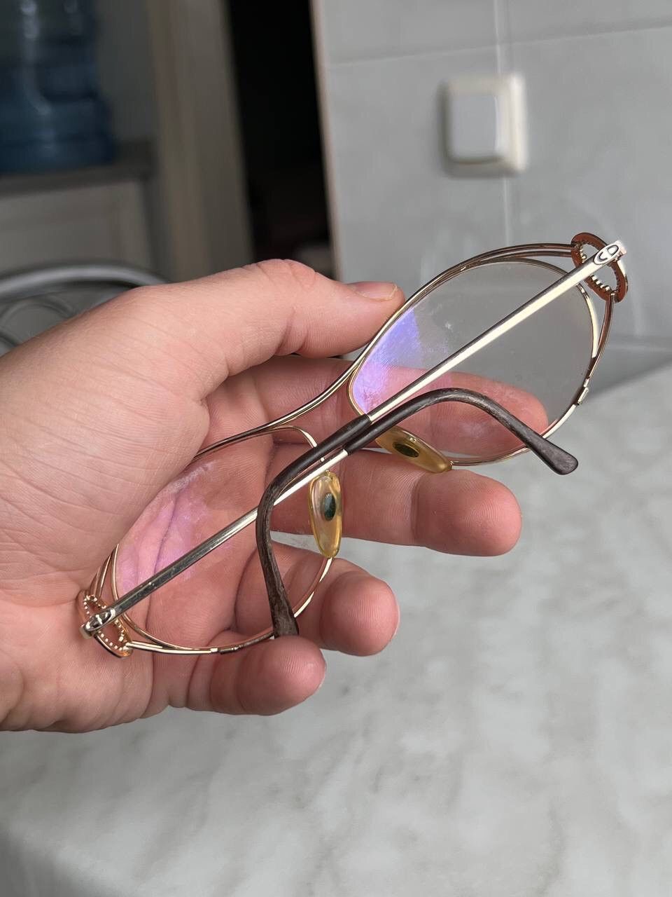 Dior Vintage Christian Dior '80s Eyeglasses Hook Frame Gold Metal Size ONE SIZE - 9 Thumbnail