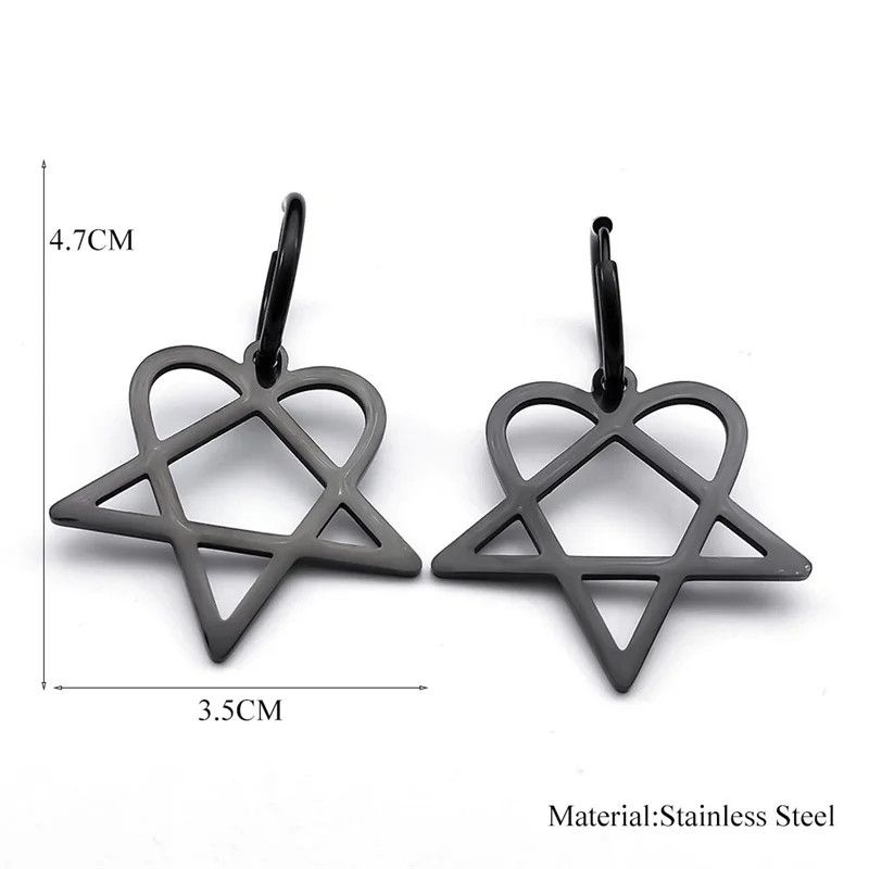 Jewelry Goth Heartagram Star Hoop Earrings Jewelry Gift Size ONE SIZE - 6 Thumbnail