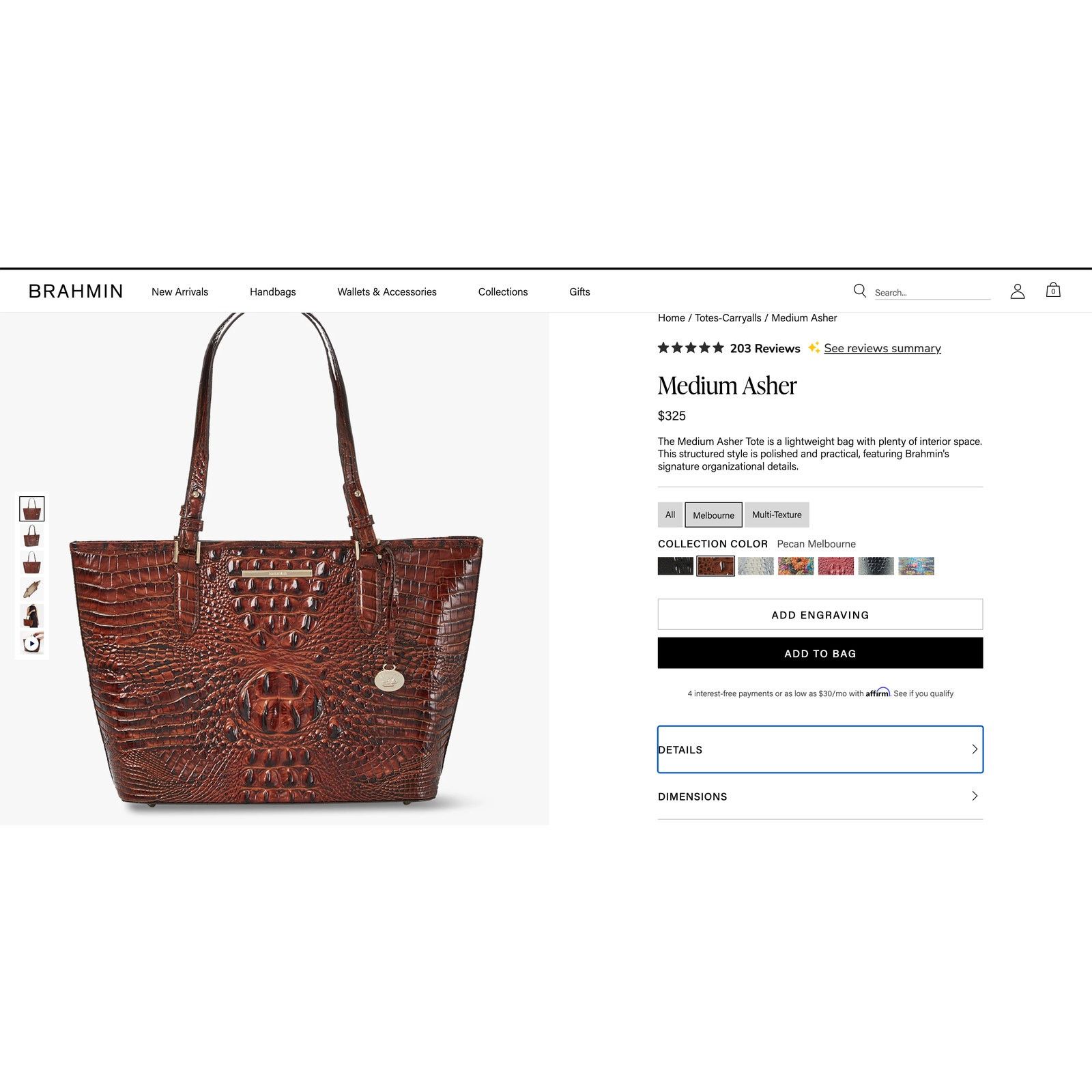 BRAHMIN Brahmin Coquette Pecan Melbourne Leather Asher Tote Bag EUC Size ONE SIZE - 9 Thumbnail