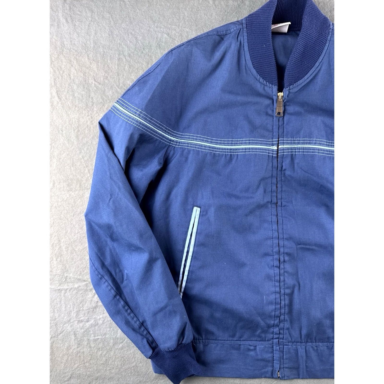 Vintage VINTAGE 70s Blue Bomber Jacket Mens M USA Made Zip Workwear Lightweight Coat Size US M / EU 48-50 / 2 - 2 Thumbnail