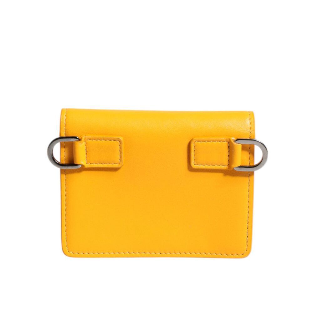 Dolce & Gabbana Dolce & Gabbana Yellow Leather Bifold Card Holder Crossbody Size ONE SIZE - 4 Thumbnail