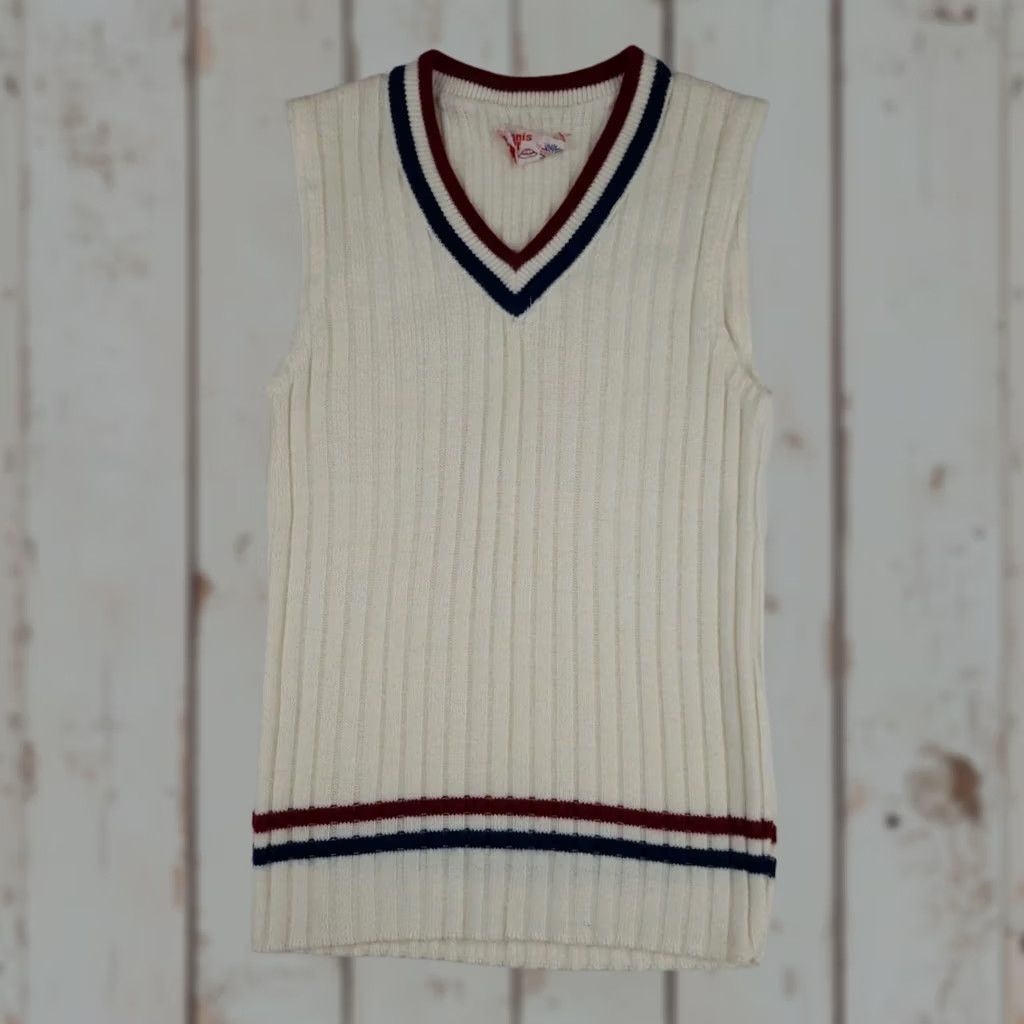 Vintage Vintage Robert Bruce Sweater Vest 70s USA Vtg 1970s Knit Tennis Sport Stuff READ Size S / US 4 / IT 40 - 1 Thumbnail