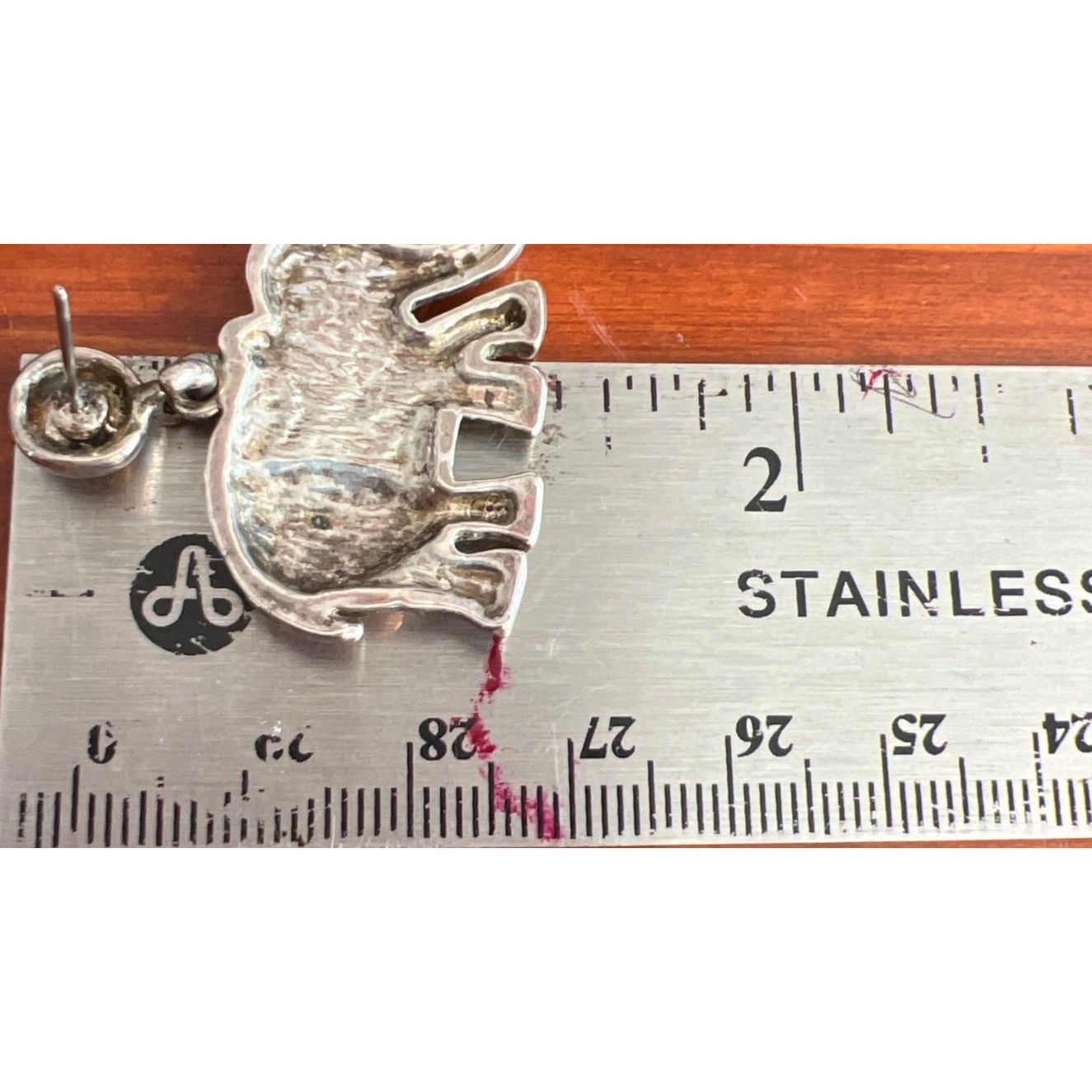 Other Vintage Silver Tone Elephant Dangle Earrings Black Rhineston Size ONE SIZE - 4 Thumbnail