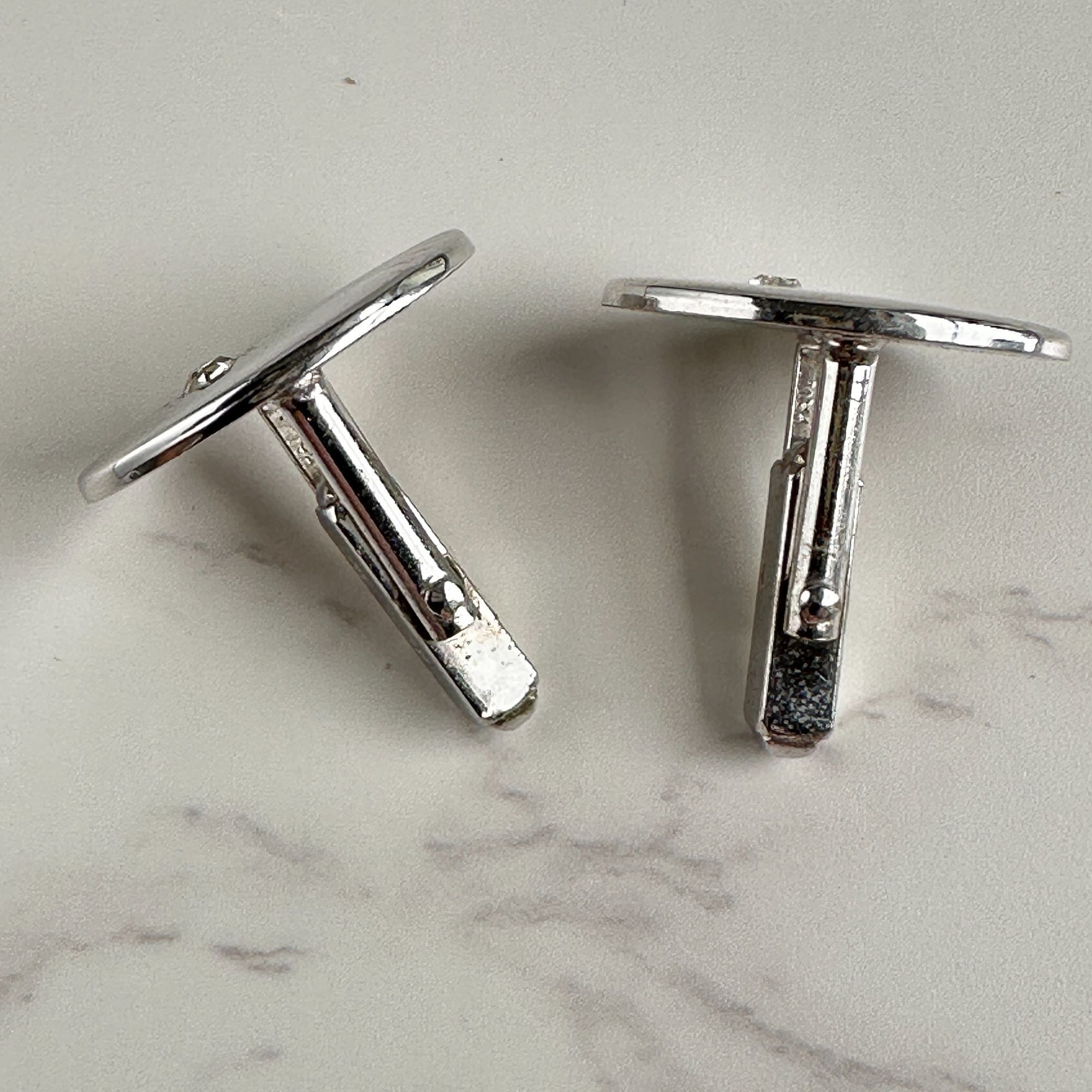 Vintage Anson Vintage Cufflinks Oval Rhinestone Silver Tone Size ONE SIZE - 3 Thumbnail