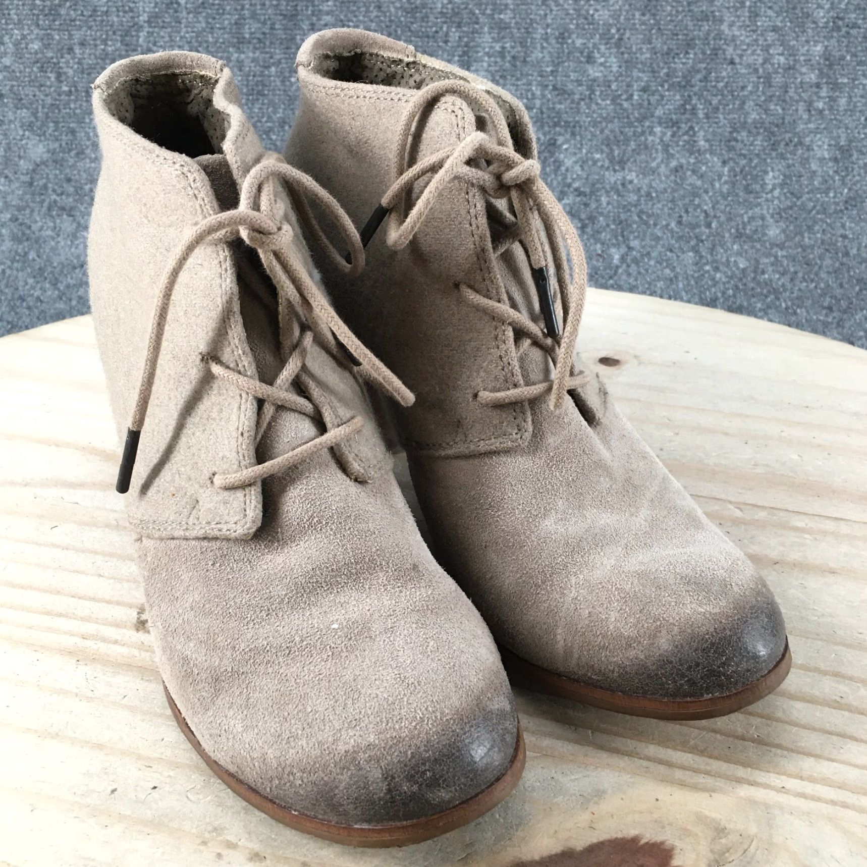 Toms TOMS Lunata Bootie Womens 8 Brown Leather Ankle Boot Lace Up Suede Block Heel Boots Size US 8 / IT 38 - 3 Thumbnail