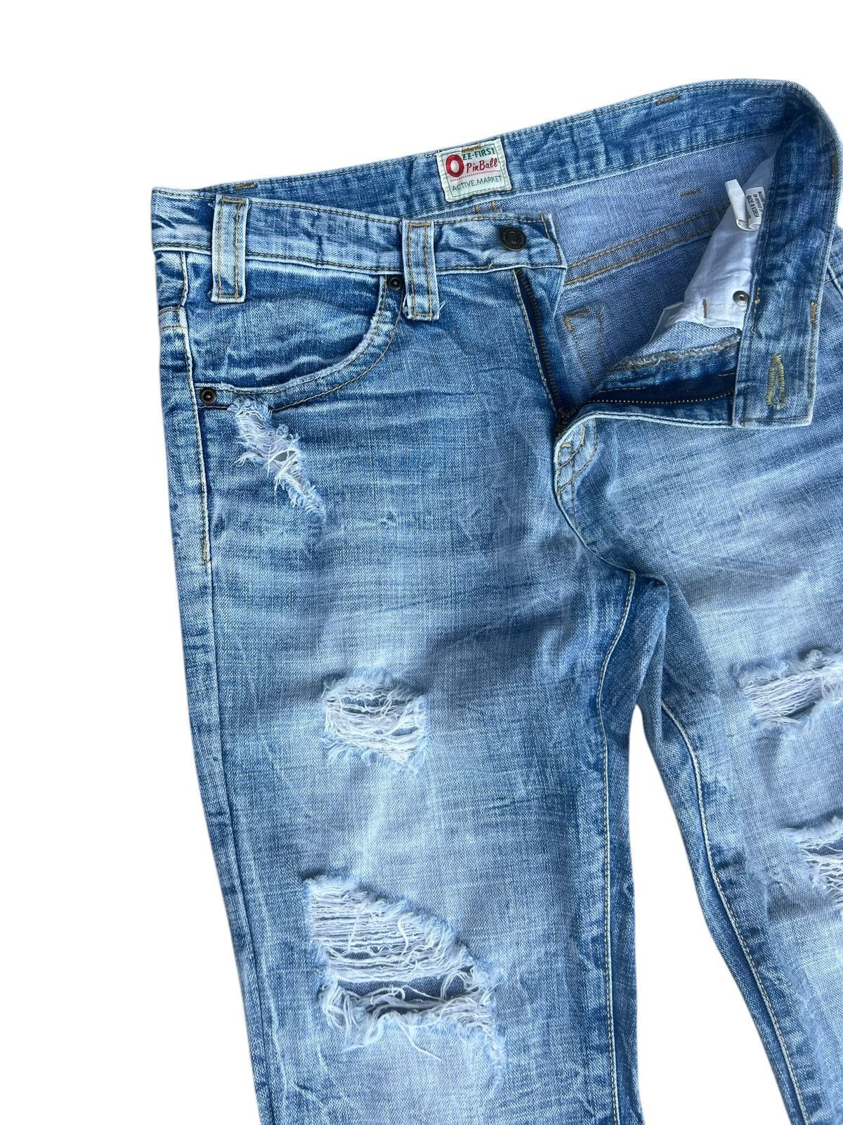 Japanese Brand Dirty Mud Ozz-First PinBall Distress Rip Denim Flare Jeans Size US 29 - 6 Thumbnail