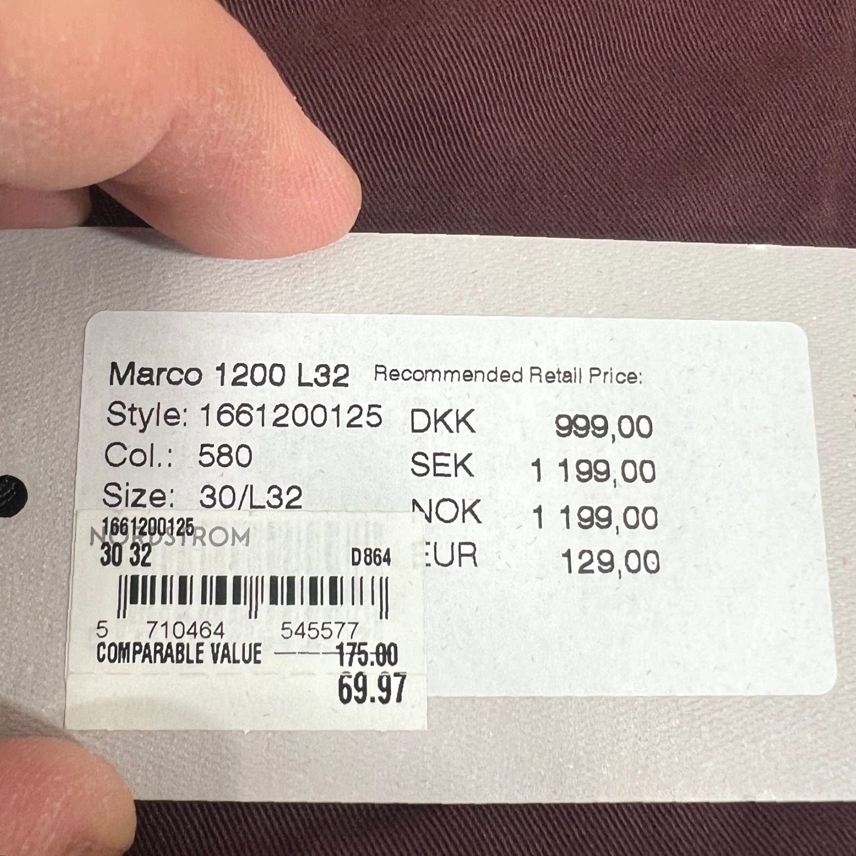 Vintage NNO7 Men's Slim Tapered Chino Pants Size 30 Red Cotton Casual Formal Workwear NWT Size US 30 / EU 46 - 3 Thumbnail