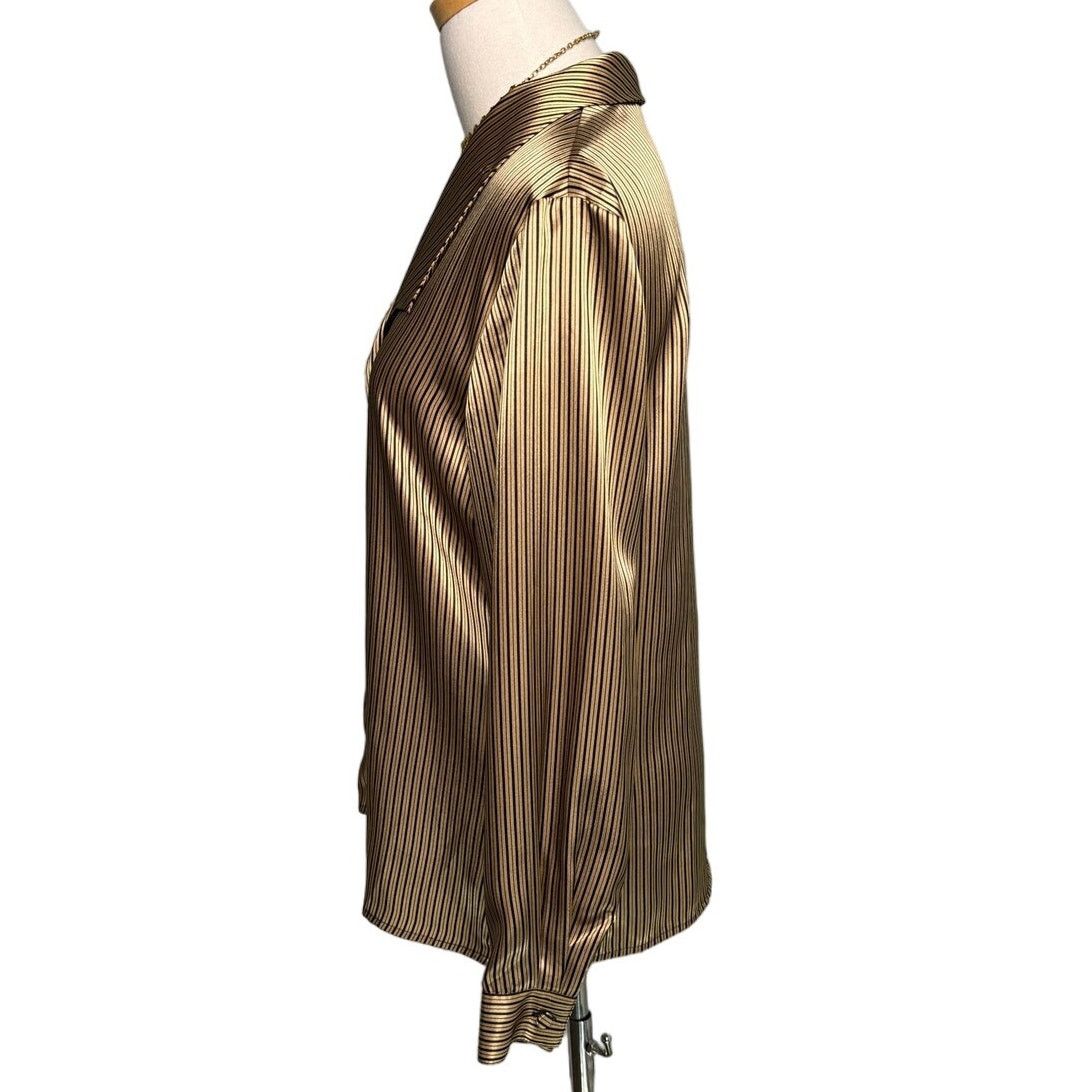 Vintage Vintage black gold metallic wide collar satin blouse size S Size S / US 4 / IT 40 - 3 Thumbnail