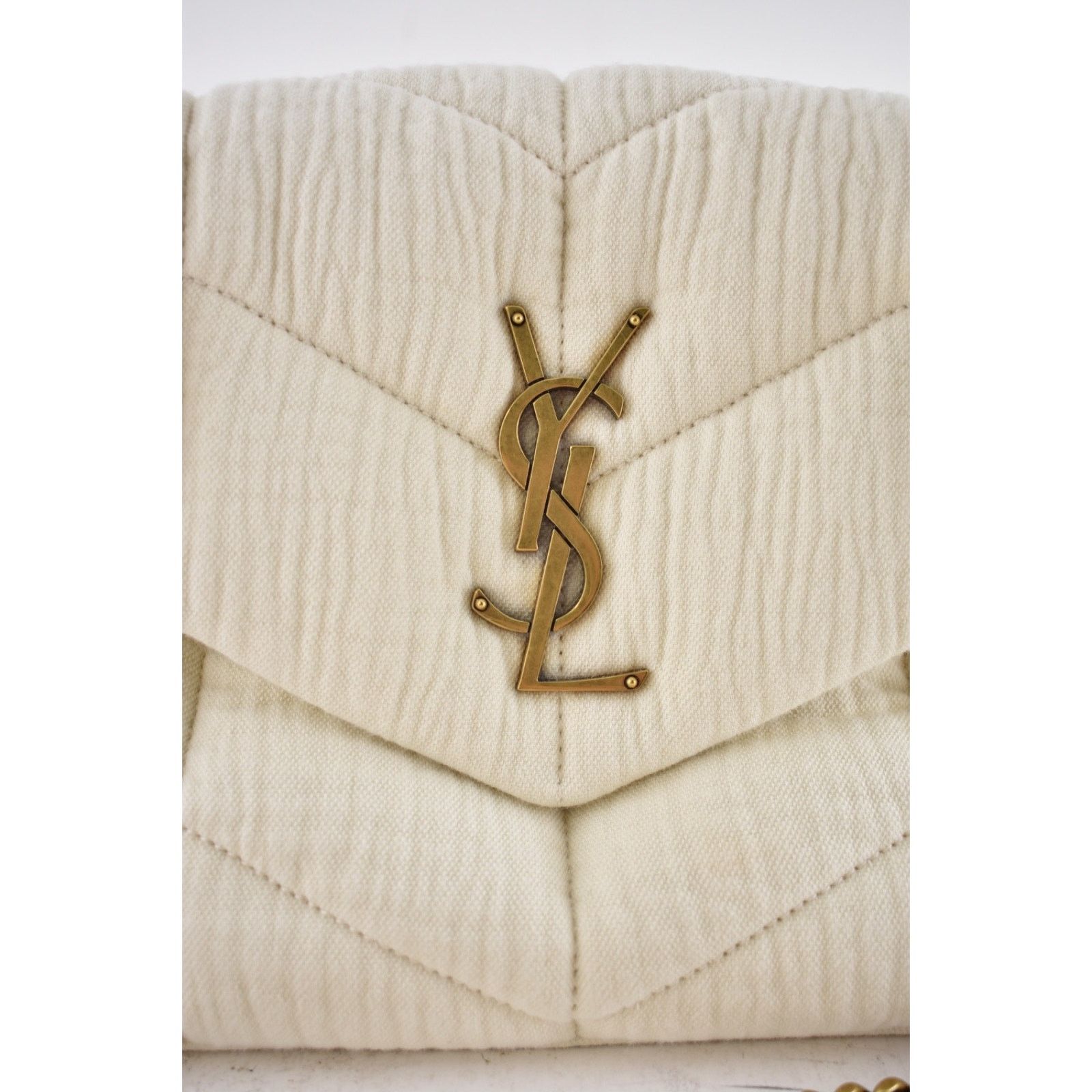Yves Saint Laurent Saint Laurent YSL Cotton Twill White Shoulder Crossbody Bag Size ONE SIZE - 10 Thumbnail
