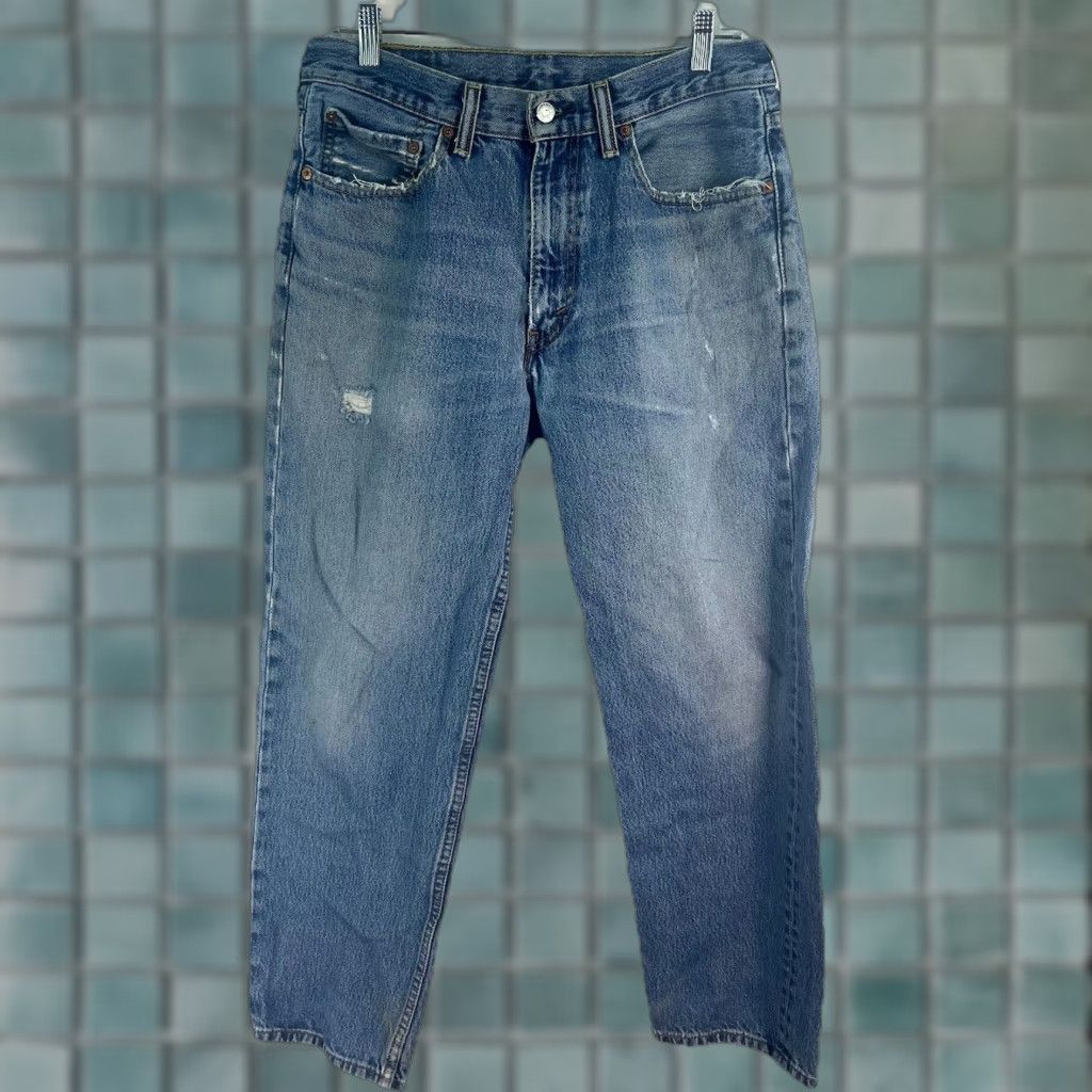Levi's Levi's 550 Jeans Blue Distressed Relaxed Fit 38 Mens Denim Straight 5-Pocket Adult Regular Size 38 Color Blue USA Classic Jeans Size US 38 / EU 54 - 1 Thumbnail