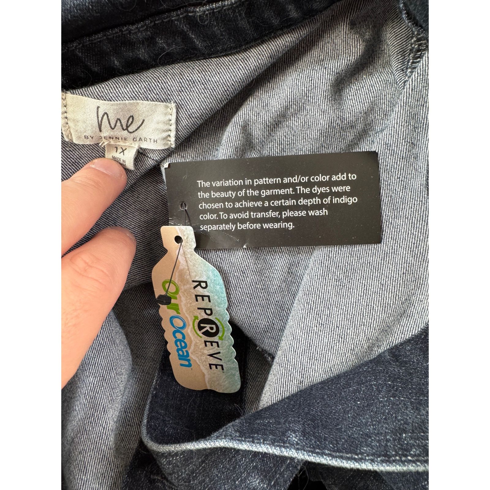 Other Me by Jennie Garth Denim Jacket Washed Grey Blue Wash 1X Size XL / US 12-14 / IT 48-50 - 14 Thumbnail