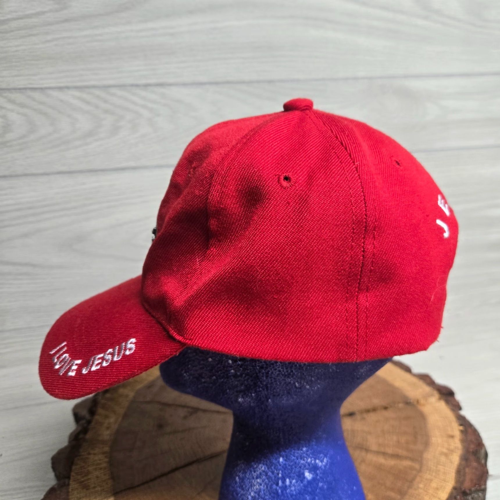 Vintage VINTAGE Unisex Baseball Cap Hat One Size Red Embroidered Jesus Religious Casual Size ONE SIZE - 4 Thumbnail