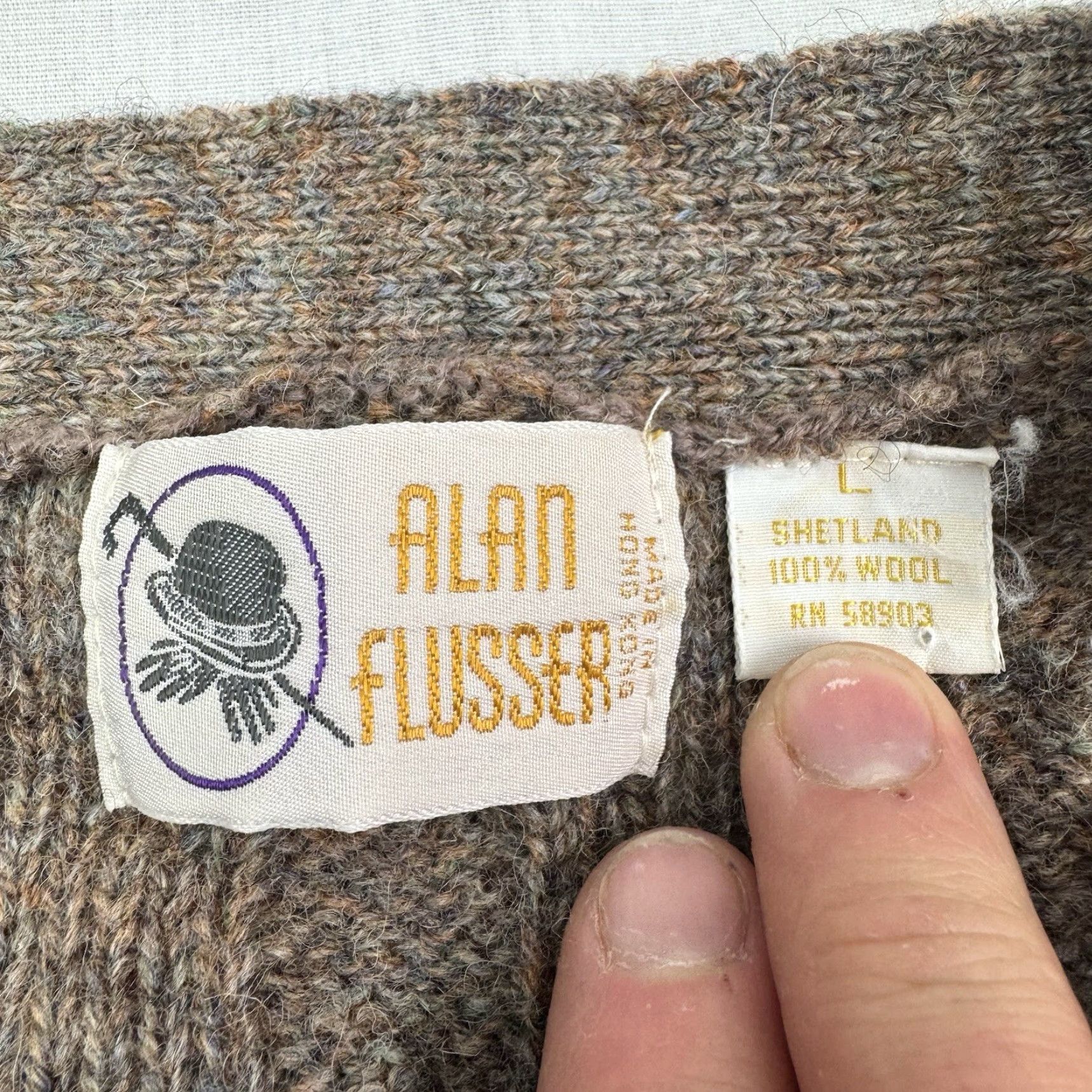 Vintage VINTAGE Alan Flusser Cardigan Sweater Mens Large Brown Plaid Wool 80s 90s Size US L / EU 52-54 / 3 - 6 Thumbnail