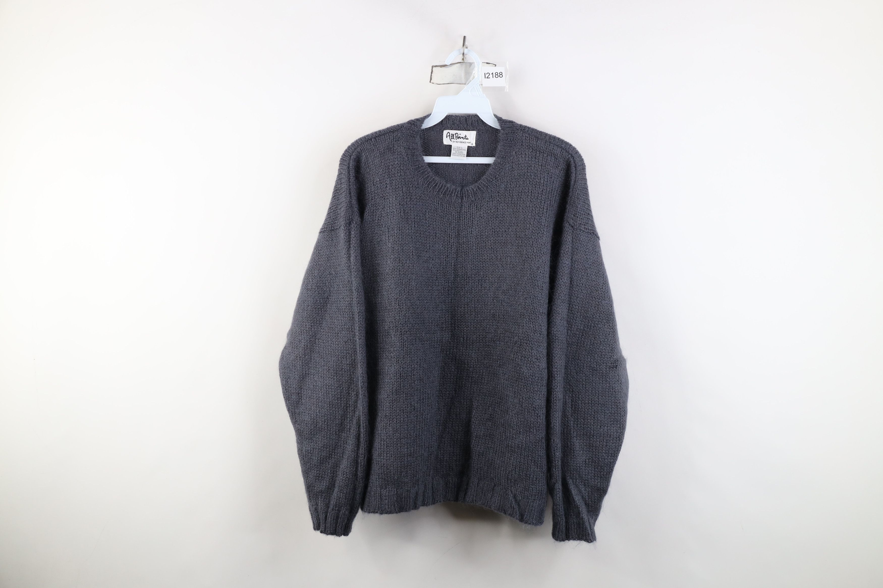 Vintage Vintage 90s Streetwear Wool Knit Crewneck Sweater Gray Size L / US 10 / IT 46 - 1 Thumbnail