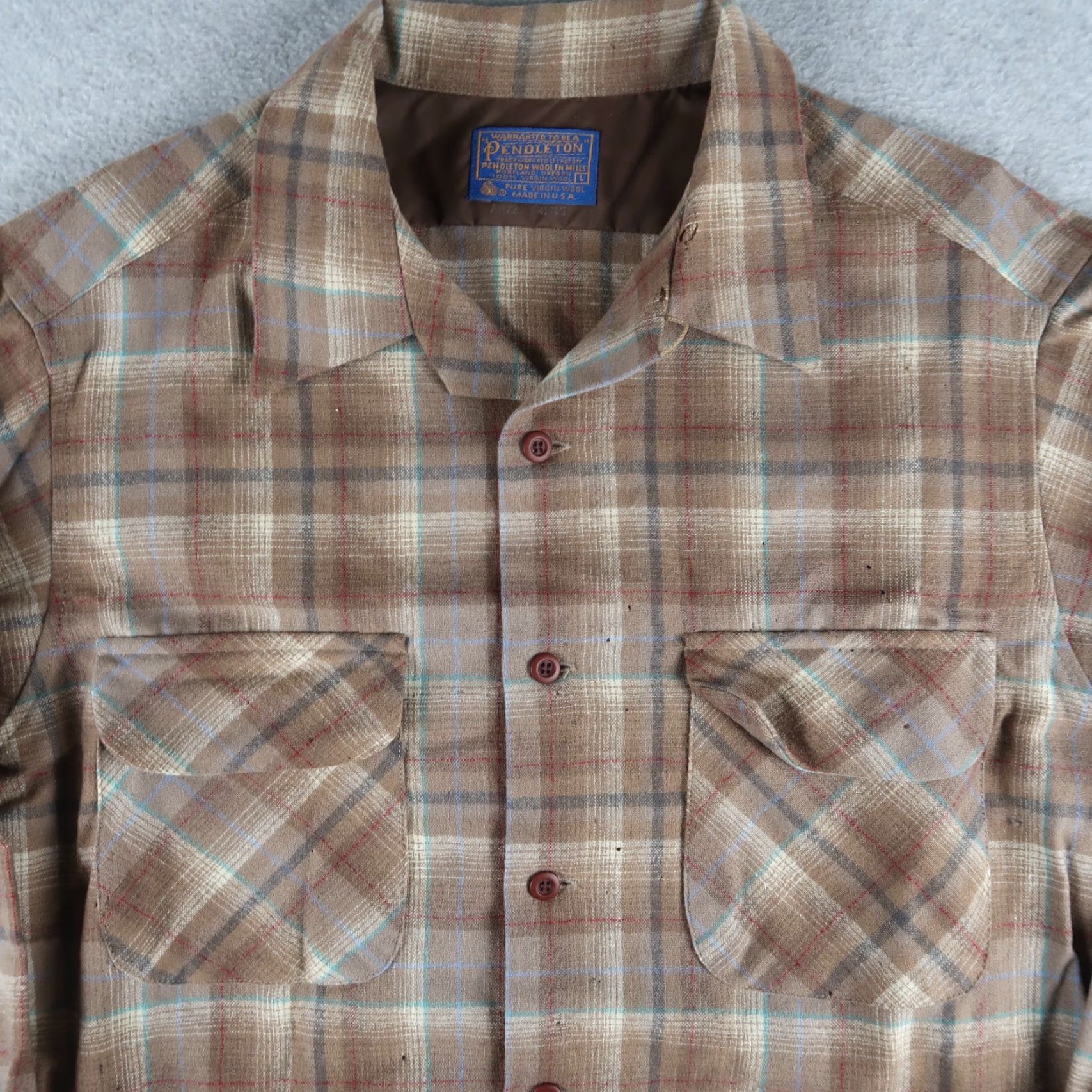 Pendleton VINTAGE Pendleton Board Shirt Brown Shadow Plaid Flannel Size L Wool Button-Up Collared 70s Mens Size US L / EU 52-54 / 3 - 3 Thumbnail