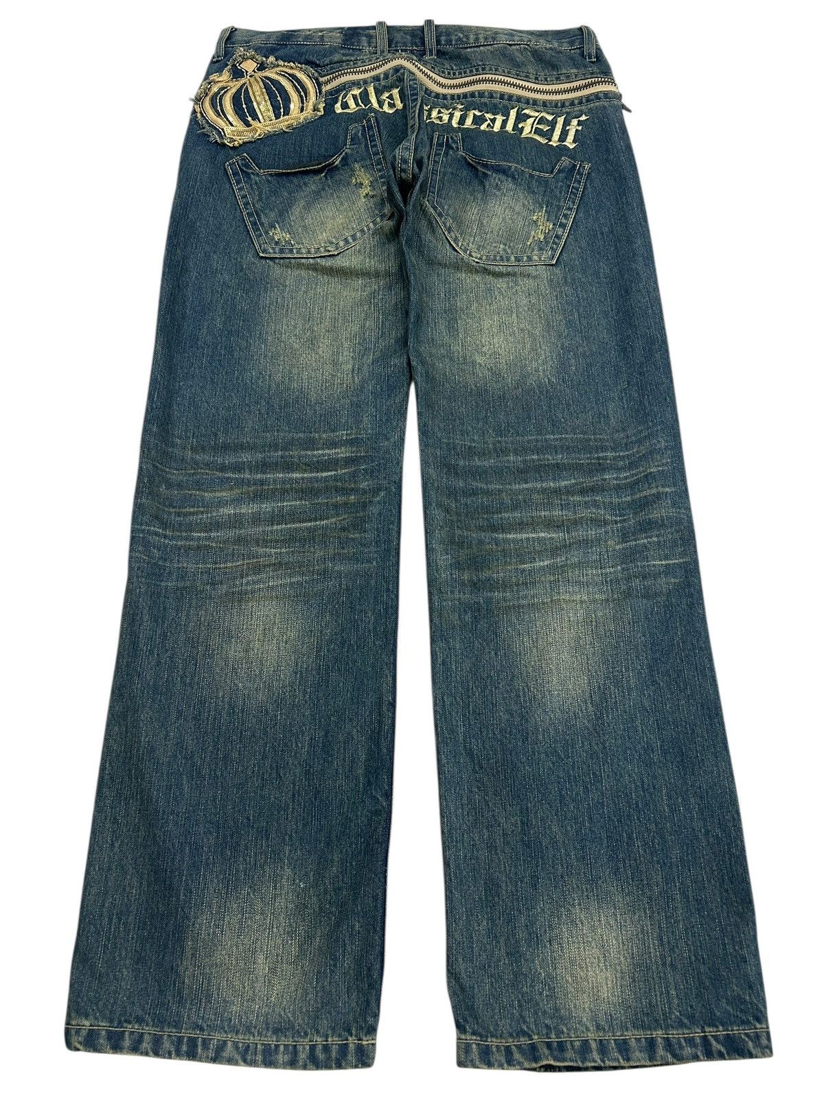 20471120 Embroidered Jeans Baggy with Patches Mud Washed Size US 32 / EU 48 - 2 Thumbnail