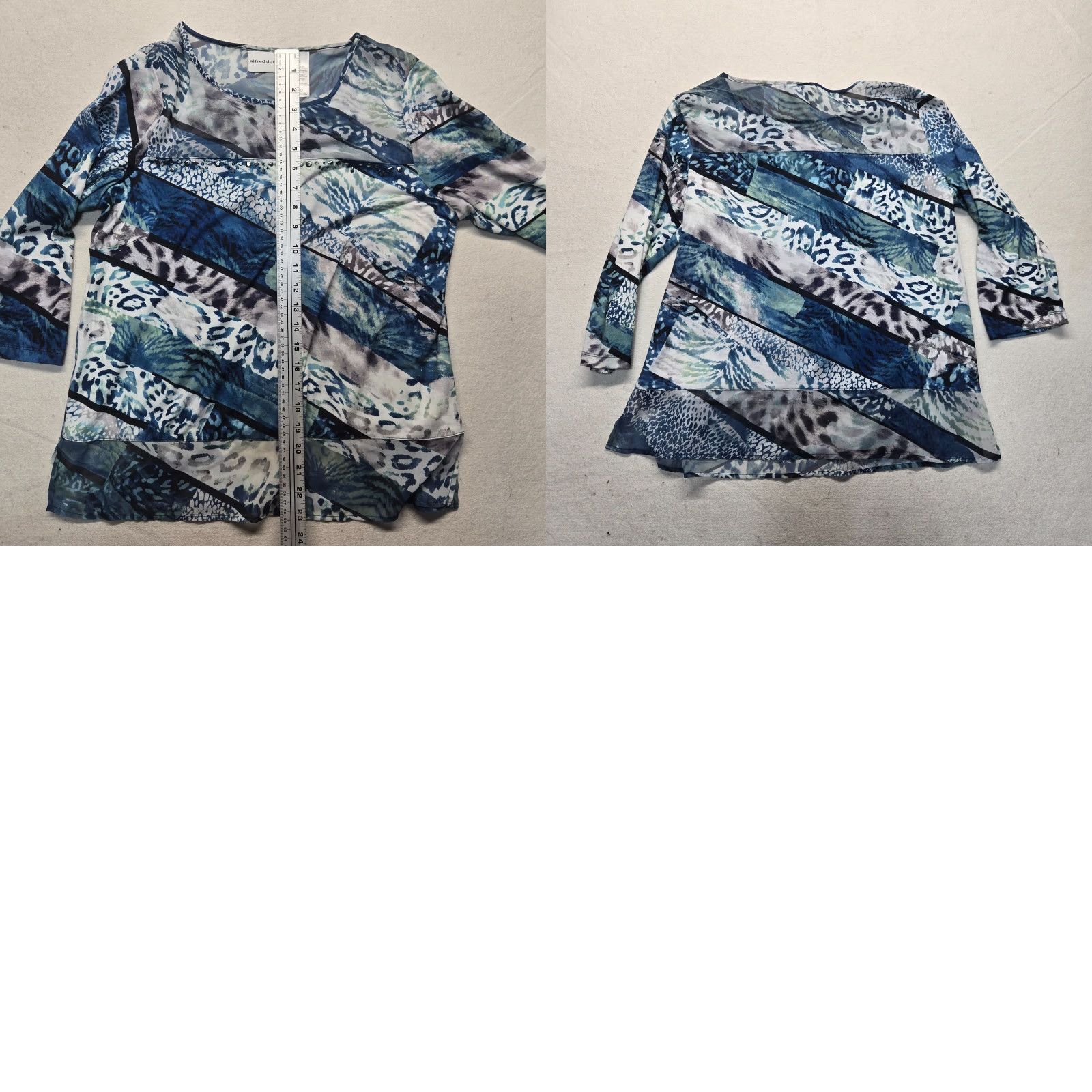 Vintage VINTAGE Alfred Dunner Women's Blouse Shirt Small Blue Knit Casual Formal Travel Seasonal Fall Spring Winter Summer Womens Size S / US 4 / IT 40 - 8 Thumbnail