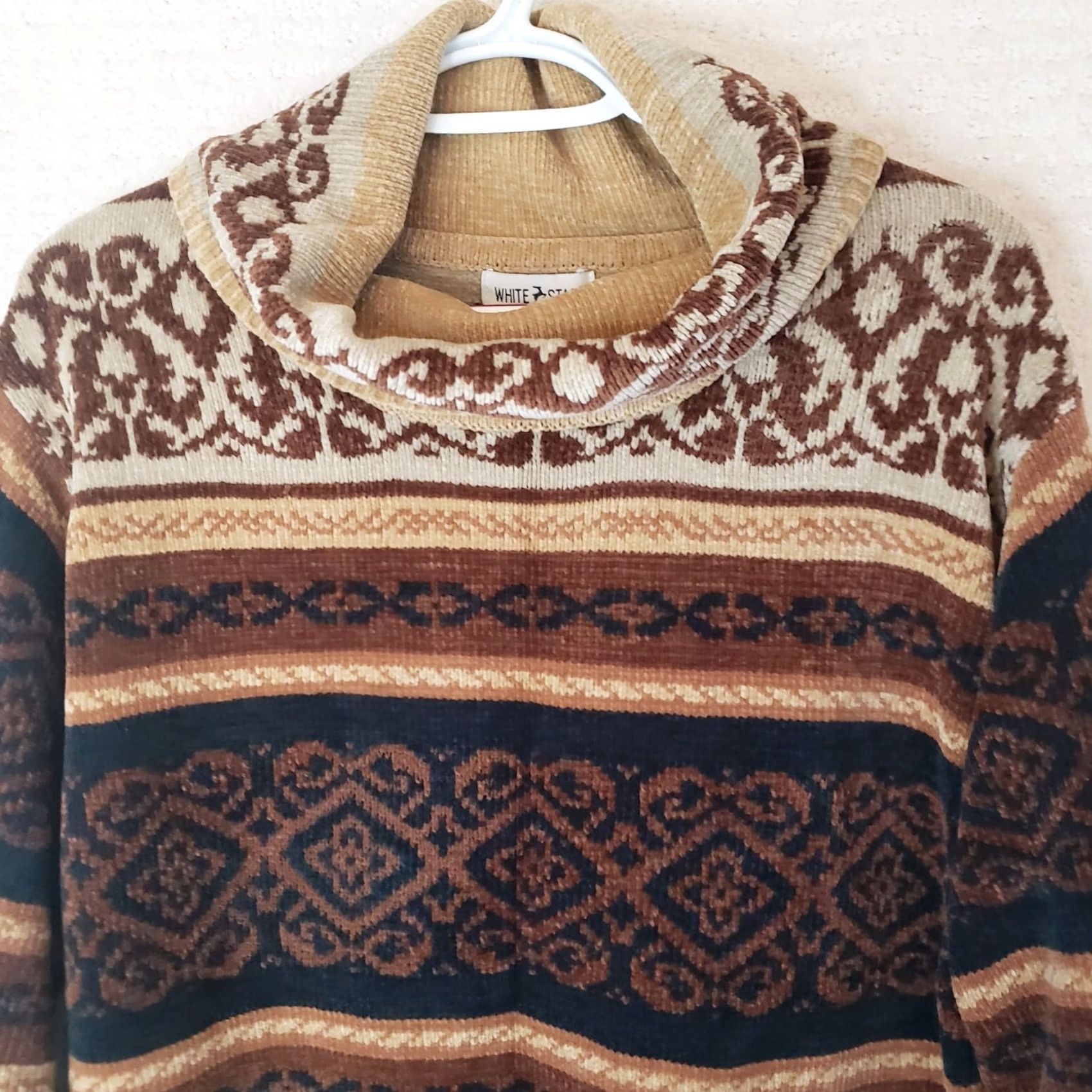 Vintage VINTAGE White Stag Womens XL Sweater Brown Aztec Southwest Boho Cowl N. Fringe Size XL / US 12-14 / IT 48-50 - 3 Thumbnail