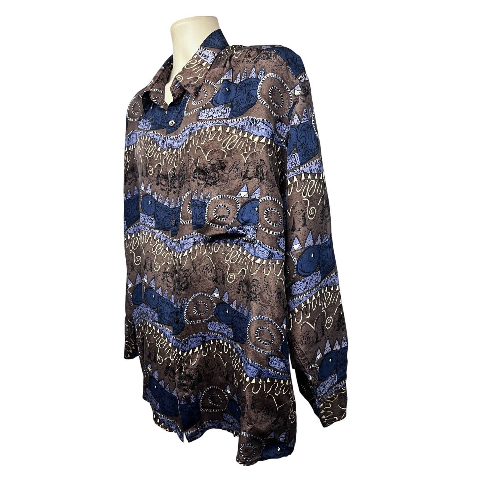 Vintage Gino Bessilini Mens Vintage Button Up Silk Shirt XL Pocket Size US XL / EU 56 / 4 - 3 Thumbnail