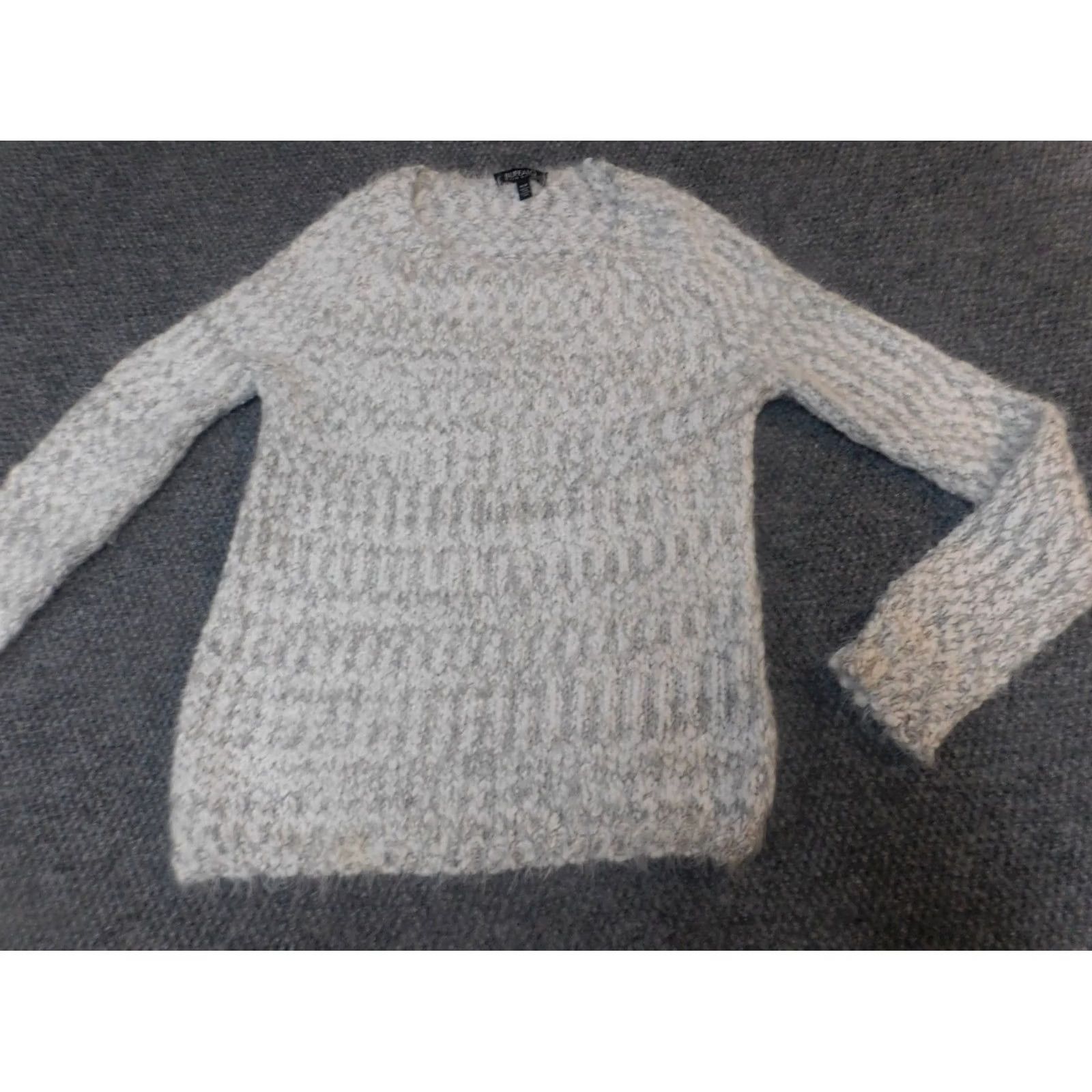 Buffalo David Bitton Buffalo by David Bitton Sweater Pullover Womens M Gray Knit Crew Neck Long Sleeve Embroidered Stretch Classic Size M / US 6-8 / IT 42-44 - 2 Thumbnail