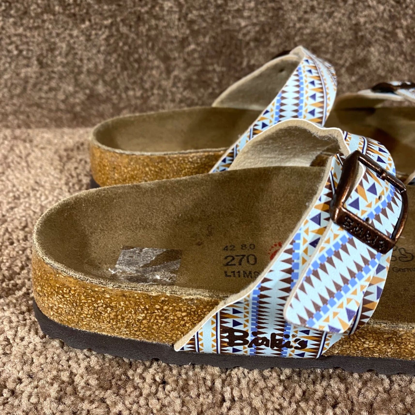 Birkenstock Birkenstock Arizona Sandals EU 42 Womens 11-11.5 Birkis Triangle RARE Print Leather Suede Buckle Adjustable Footbed Sandals Multicolor Size US 11 / IT 41 - 2 Thumbnail