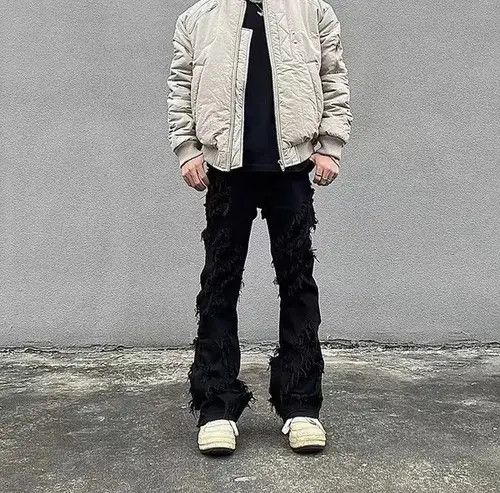 Japanese Brand × Jean High street black raw edge ripped jeans Size US 32 / EU 48 - 4 Thumbnail