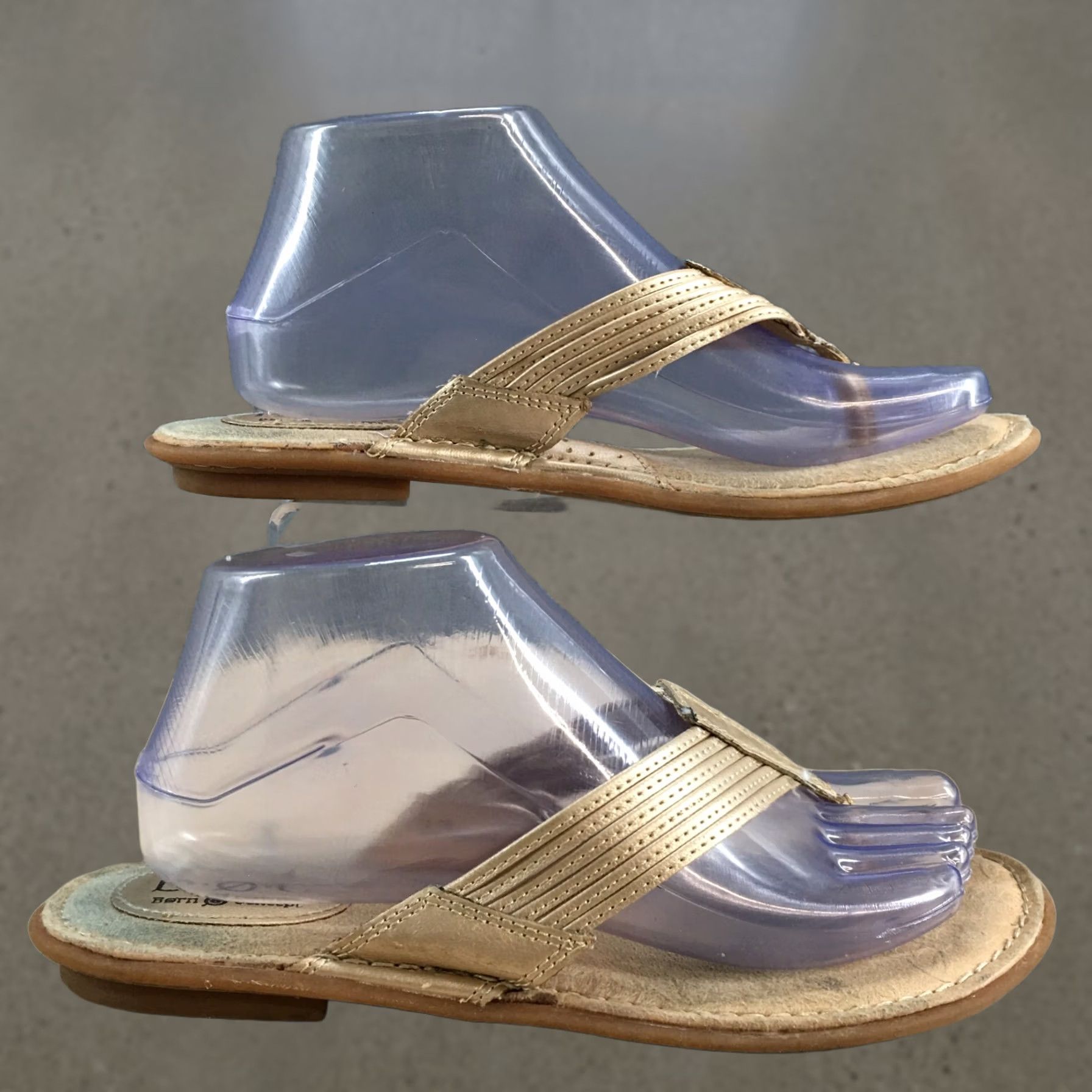 Born Born Concept Sandals Womens 8 Slip On Flat Thong C28346 Gold Faux Leather Size US 8 / IT 38 - 1 Thumbnail