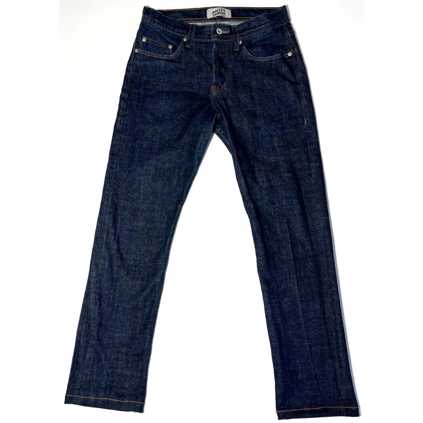 Vintage Naked & Famous Denim Weird Guy Stretch Selvedge Jeans Men’s 30x29 Blue Denim Straight 5-Pocket Authorized Vintage? No - proceed with title only Size US 30 / EU 46 - 3 Thumbnail