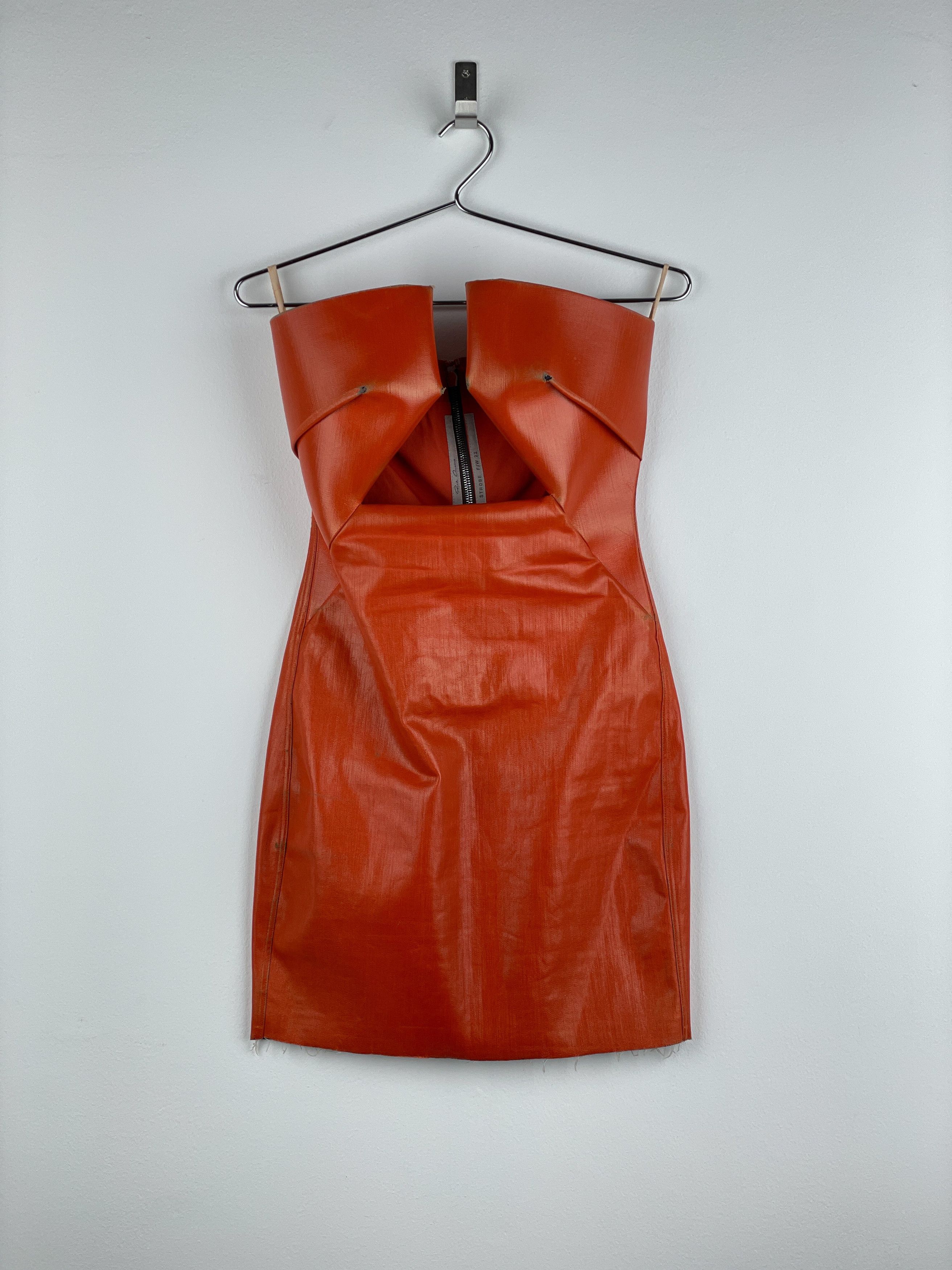 Rick Owens AW22 'Strobe' Coated Denim Prong Mini Dress Size S / US 4 / IT 40 - 1 Thumbnail