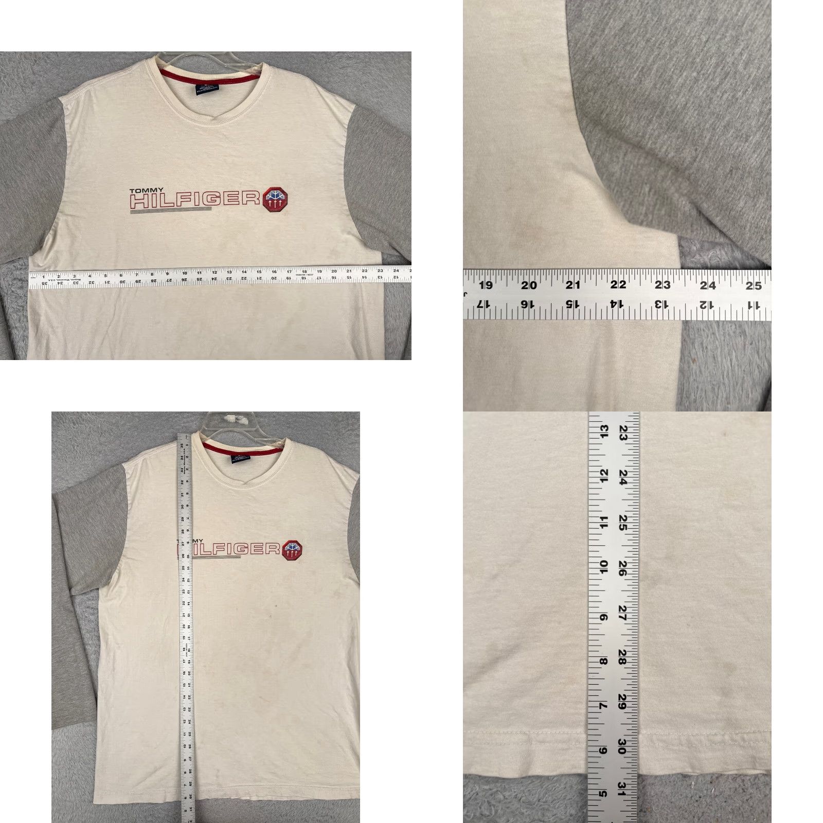 Tommy Hilfiger Tommy Hilfiger Shirt Adult Large White Gray Crew Long Sleeve Cotton Blend Shirt Mens Long Sleeve Crew Neck Logo Jersey Cotton Blend T-Shirt Size US L / EU 52-54 / 3 - 8 Thumbnail
