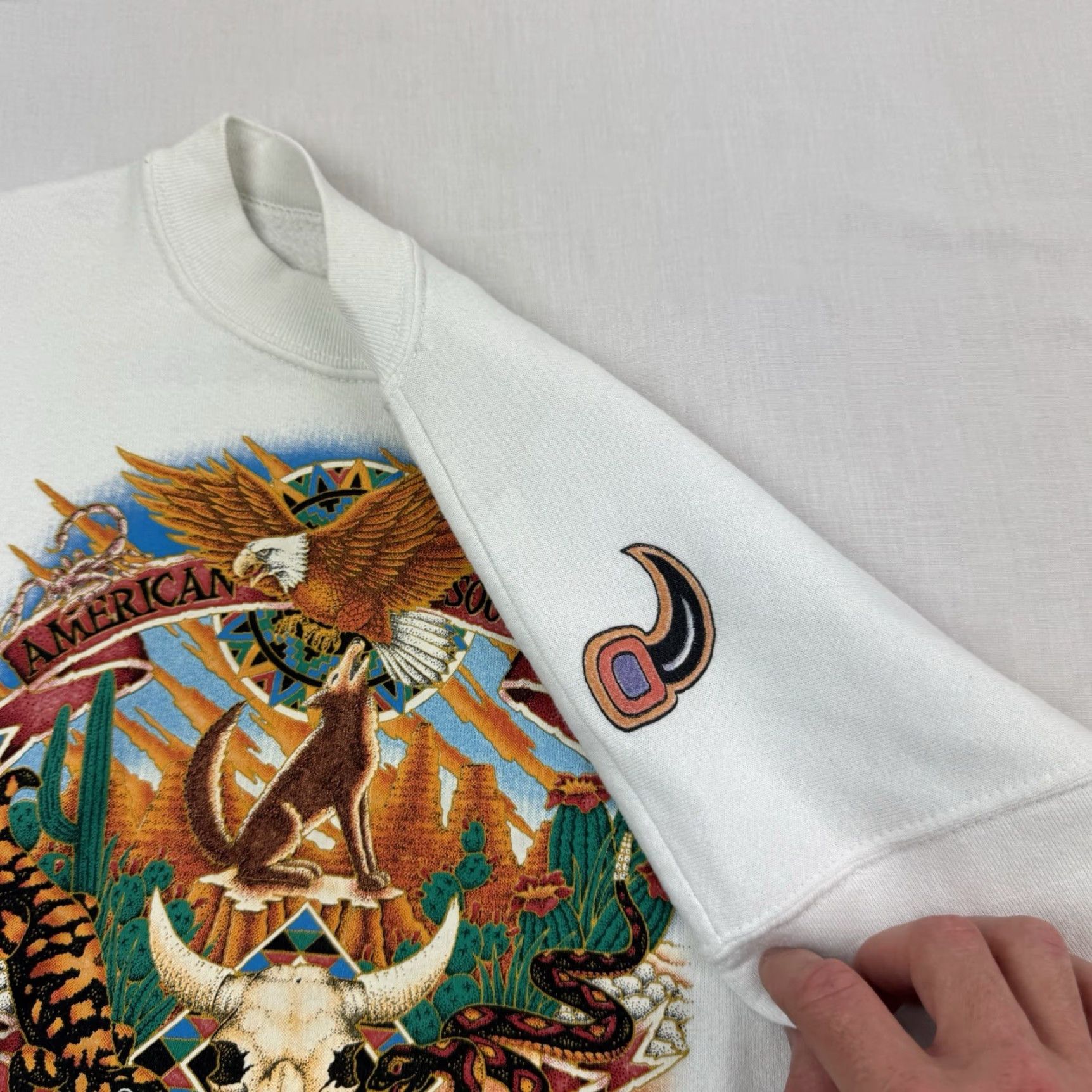 Fruit Of The Loom Vintage Desert Nature Sweatshirt Adult Large White Animals Southwestern 90s USA Size US L / EU 52-54 / 3 - 4 Thumbnail