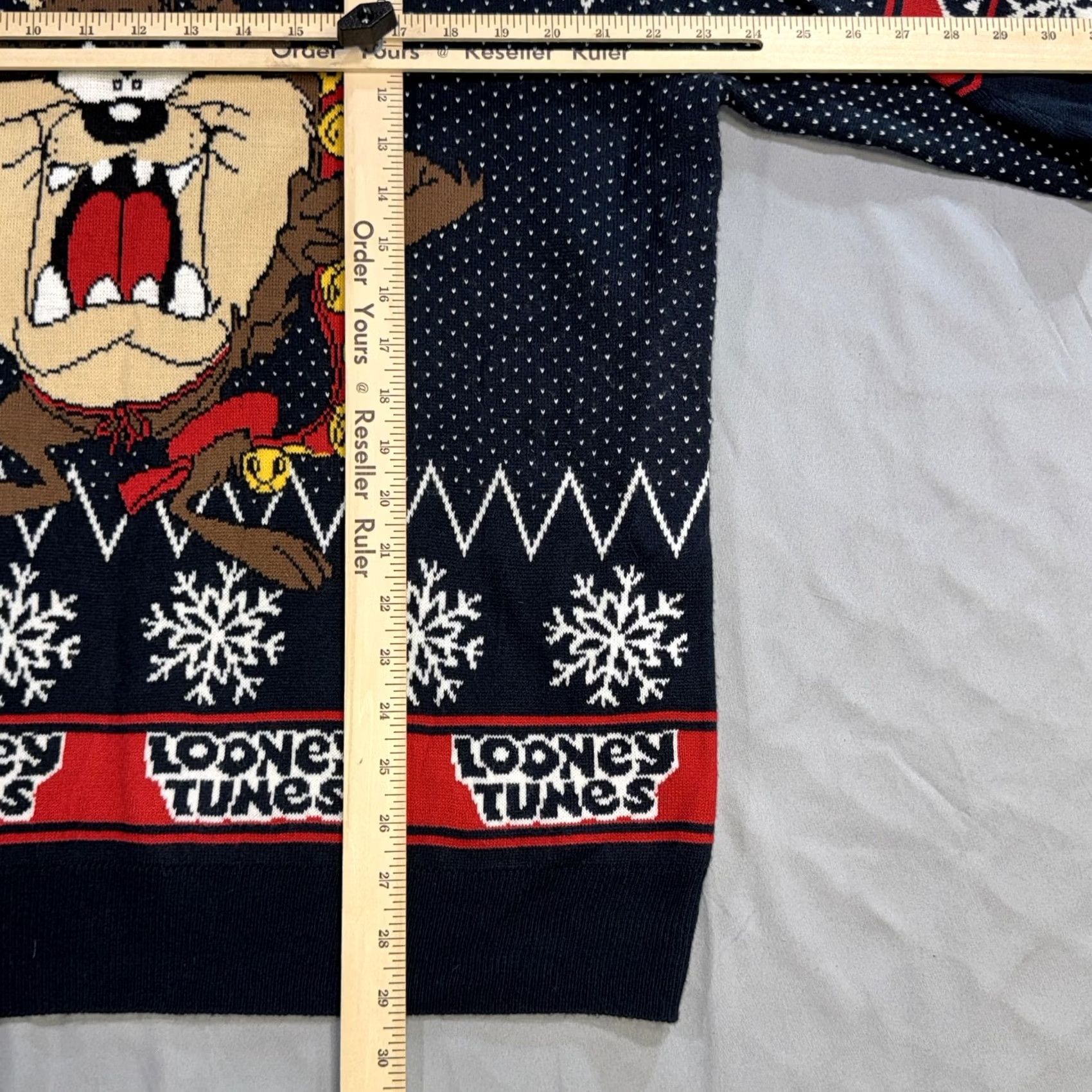 Vintage Looney Tunes Sweater Mens XL Blue Tasmanian Devil Ugly Christmas Knit Pullover Size US XL / EU 56 / 4 - 7 Thumbnail