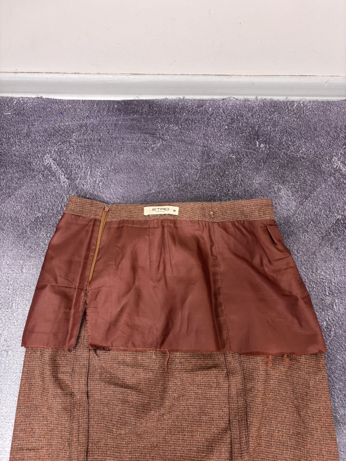 Etro Etro Women’s Brown Wool Tweed Wrap Skirt Leather Toggle Size 32" / US 10 / IT 46 - 12 Thumbnail